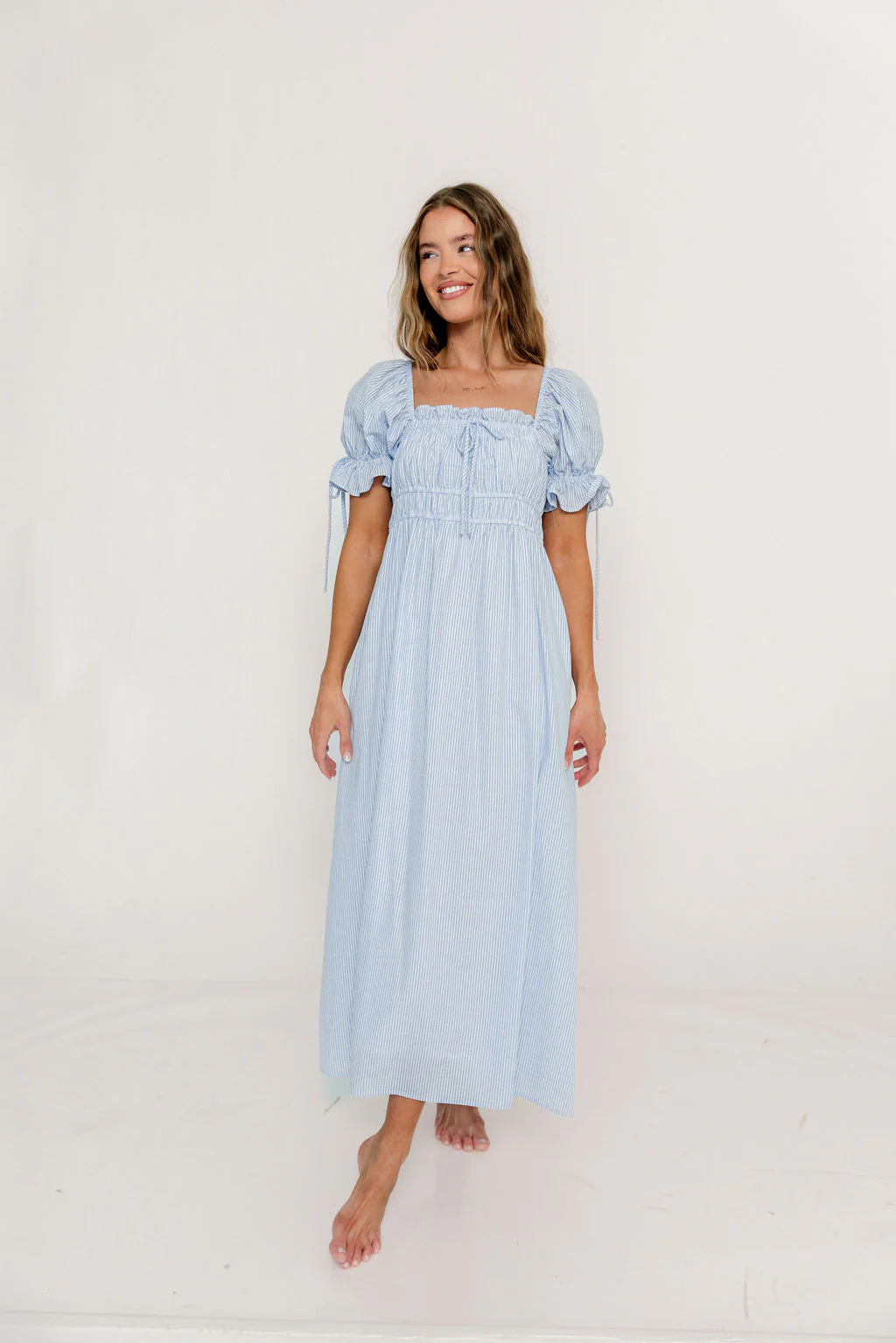 Savanna Steppe 100% Cotton Maxi Dress in Light Blue Stripe - Bump Friendly & Inclusive Sizing *6/9 PRE-ORDER* - Image 10