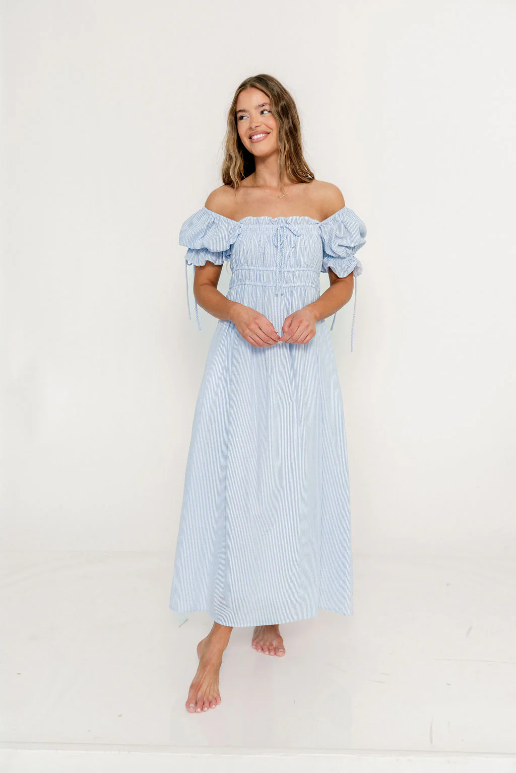 Savanna Steppe 100% Cotton Maxi Dress in Light Blue Stripe - Bump Friendly & Inclusive Sizing *6/9 PRE-ORDER* - Image 11
