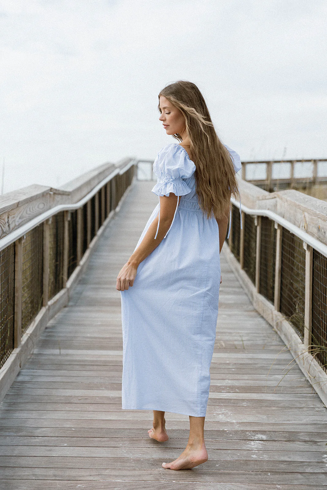 Savanna Steppe 100% Cotton Maxi Dress in Light Blue Stripe - Bump Friendly & Inclusive Sizing *6/9 PRE-ORDER* - Image 15