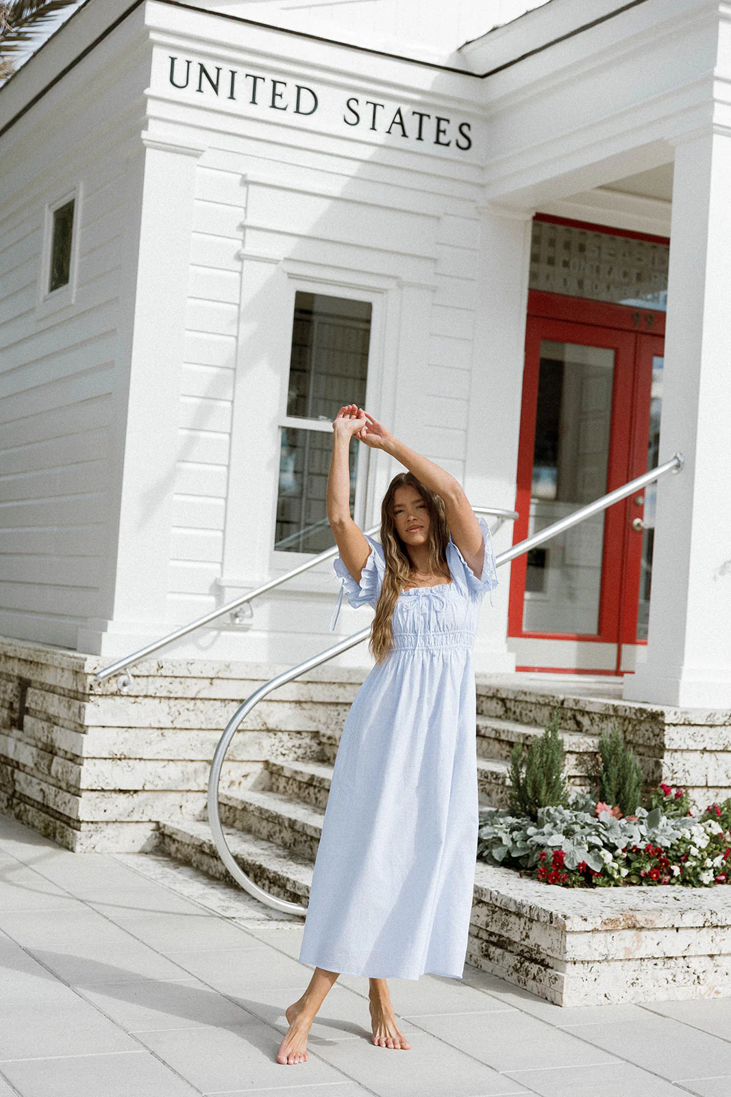 Savanna Steppe 100% Cotton Maxi Dress in Light Blue Stripe - Bump Friendly & Inclusive Sizing *6/9 PRE-ORDER* - Image 17