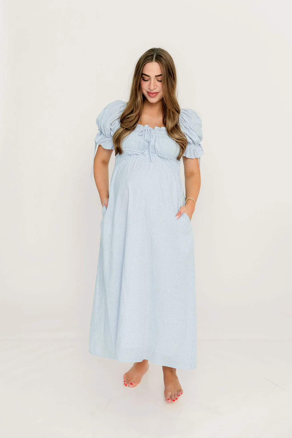 Savanna Steppe 100% Cotton Maxi Dress in Light Blue Stripe - Bump Friendly & Inclusive Sizing *6/9 PRE-ORDER* - Image 22