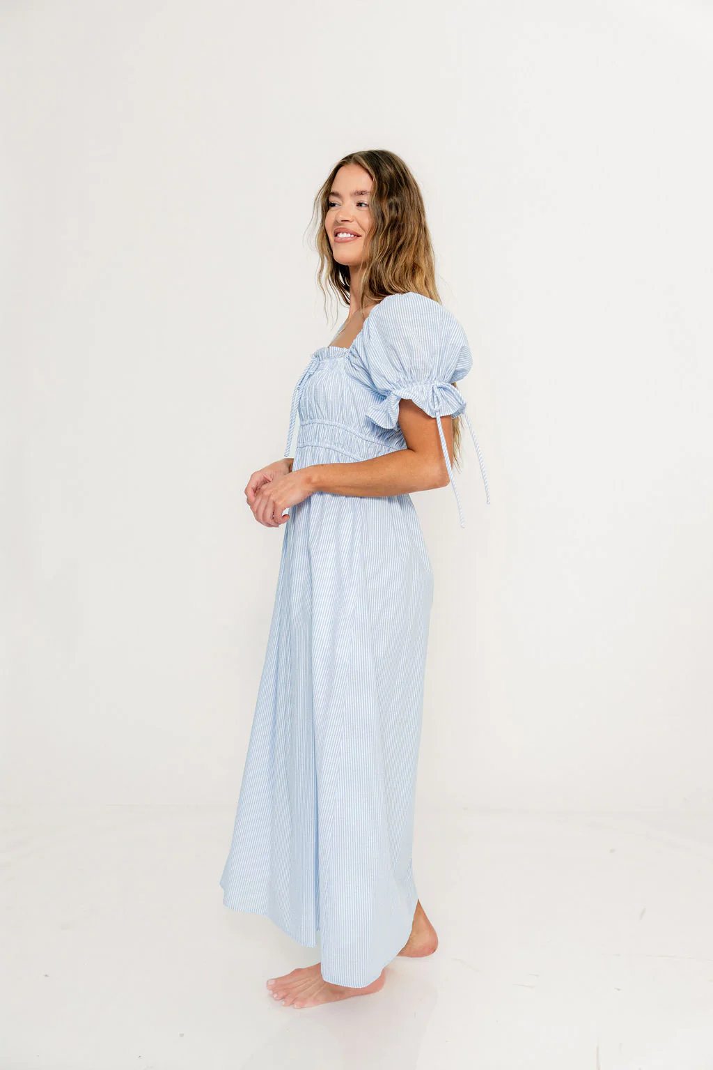 Savanna Steppe 100% Cotton Maxi Dress in Light Blue Stripe - Bump Friendly & Inclusive Sizing *6/9 PRE-ORDER* - Image 26