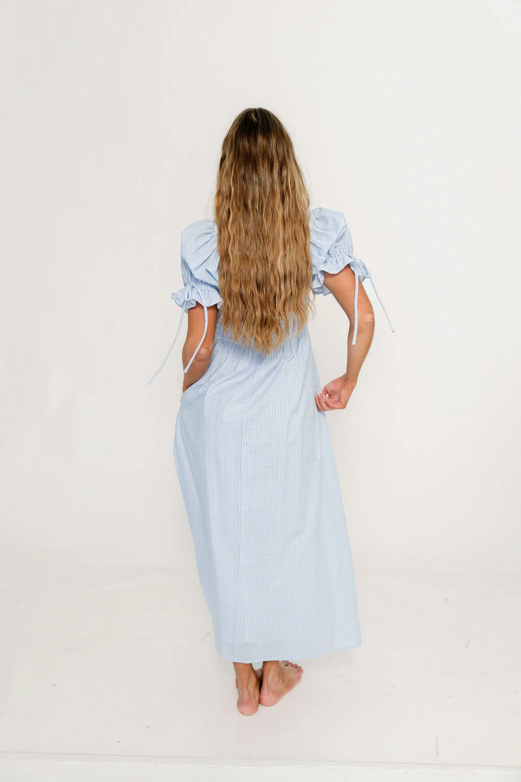 Savanna Steppe 100% Cotton Maxi Dress in Light Blue Stripe - Bump Friendly & Inclusive Sizing *6/9 PRE-ORDER* - Image 27