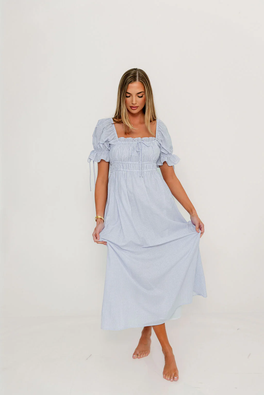 Savanna Steppe 100% Cotton Maxi Dress in Light Blue Stripe - Bump Friendly & Inclusive Sizing *6/9 PRE-ORDER* - Image 33