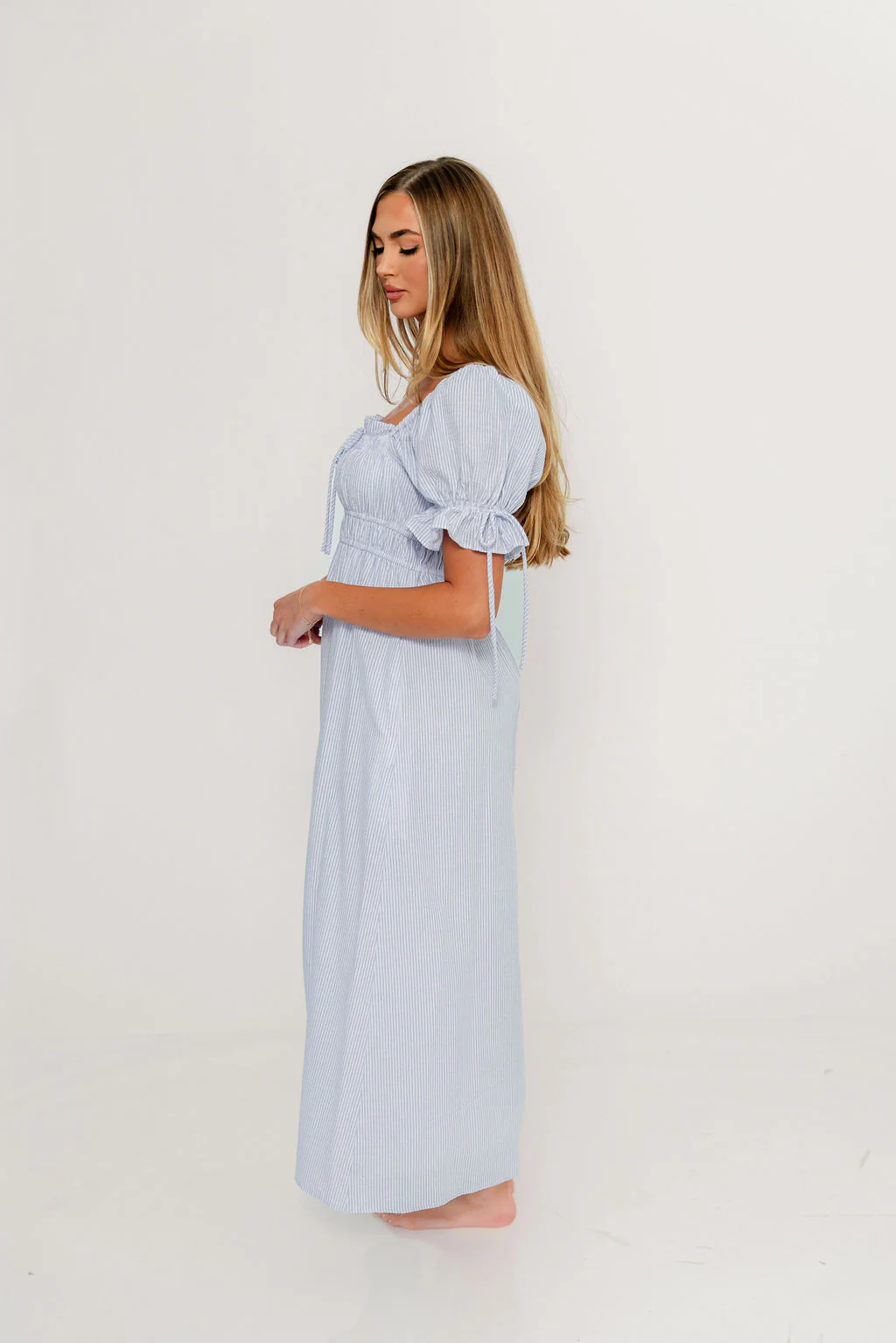 Savanna Steppe 100% Cotton Maxi Dress in Light Blue Stripe - Bump Friendly & Inclusive Sizing *6/9 PRE-ORDER* - Image 34