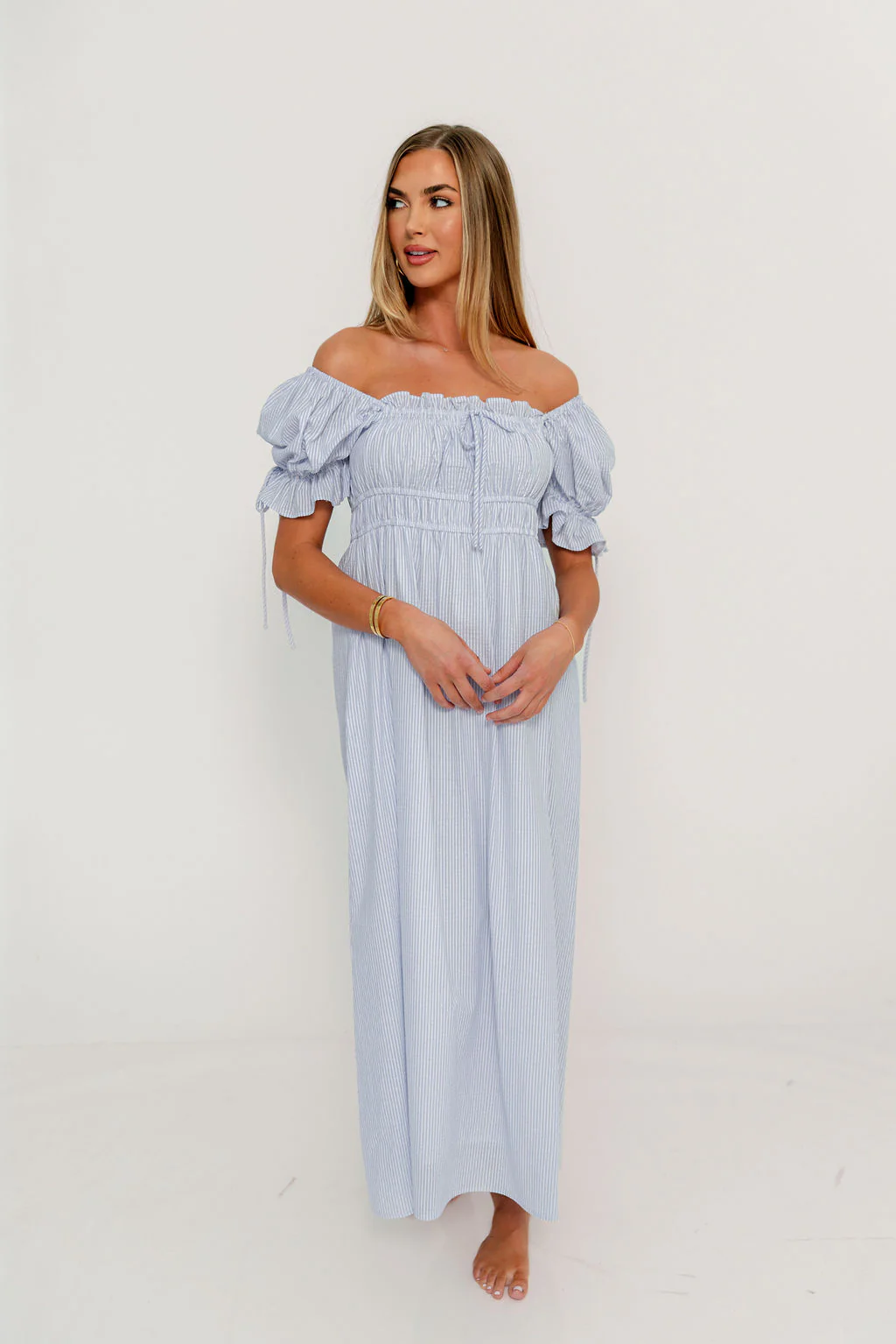 Savanna Steppe 100% Cotton Maxi Dress in Light Blue Stripe - Bump Friendly & Inclusive Sizing *6/9 PRE-ORDER* - Image 40