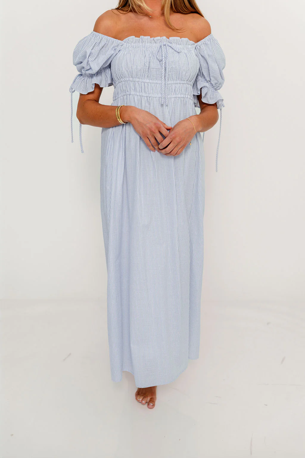 Savanna Steppe 100% Cotton Maxi Dress in Light Blue Stripe - Bump Friendly & Inclusive Sizing *6/9 PRE-ORDER* - Image 42