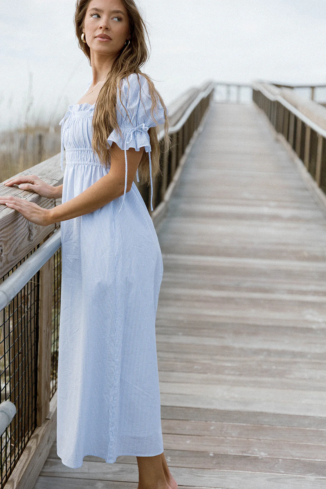 Savanna Steppe 100% Cotton Maxi Dress in Light Blue Stripe - Bump Friendly & Inclusive Sizing *6/9 PRE-ORDER* - Image 5