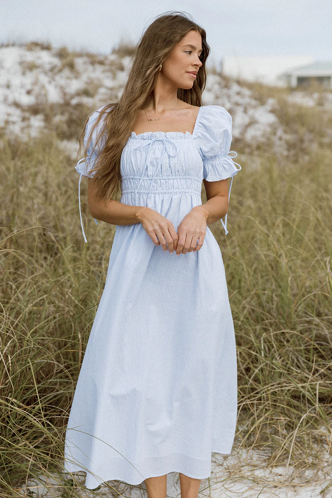 Savanna Steppe 100% Cotton Maxi Dress in Light Blue Stripe - Bump Friendly & Inclusive Sizing *6/9 PRE-ORDER* - Image 9