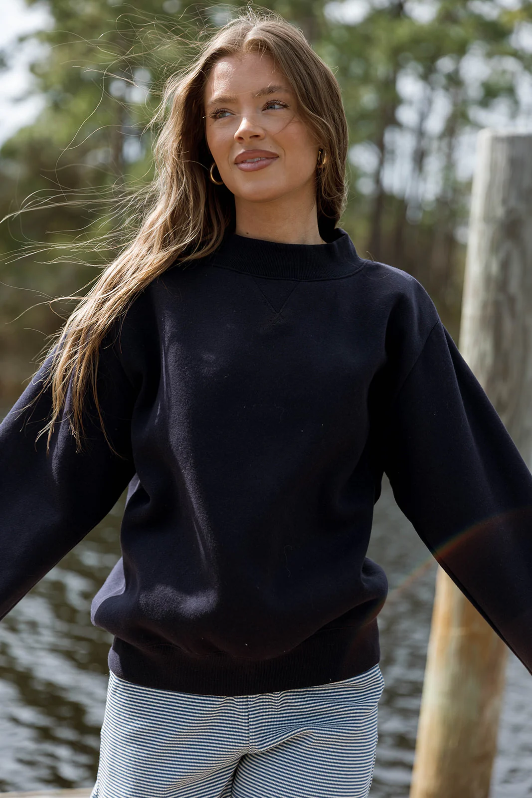 Scout Wide Neck Fleece Sweatshirt in Midnight