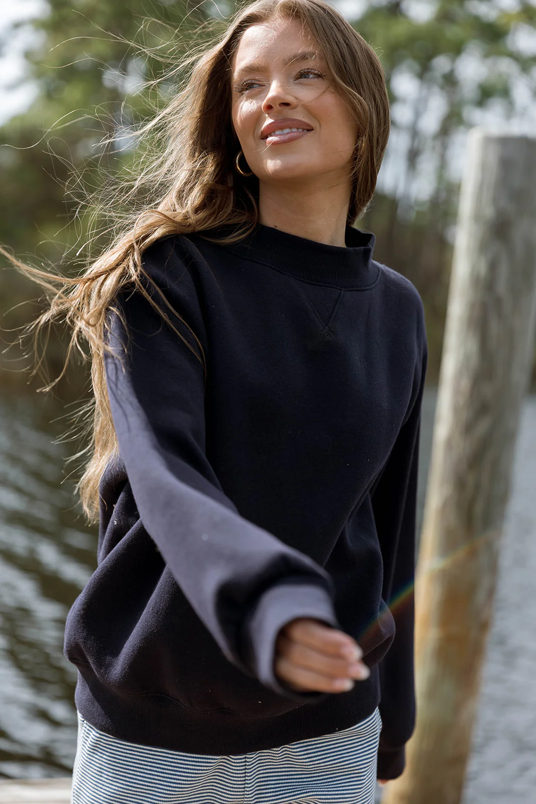 Scout Wide Neck Fleece Sweatshirt in Midnight - Image 3