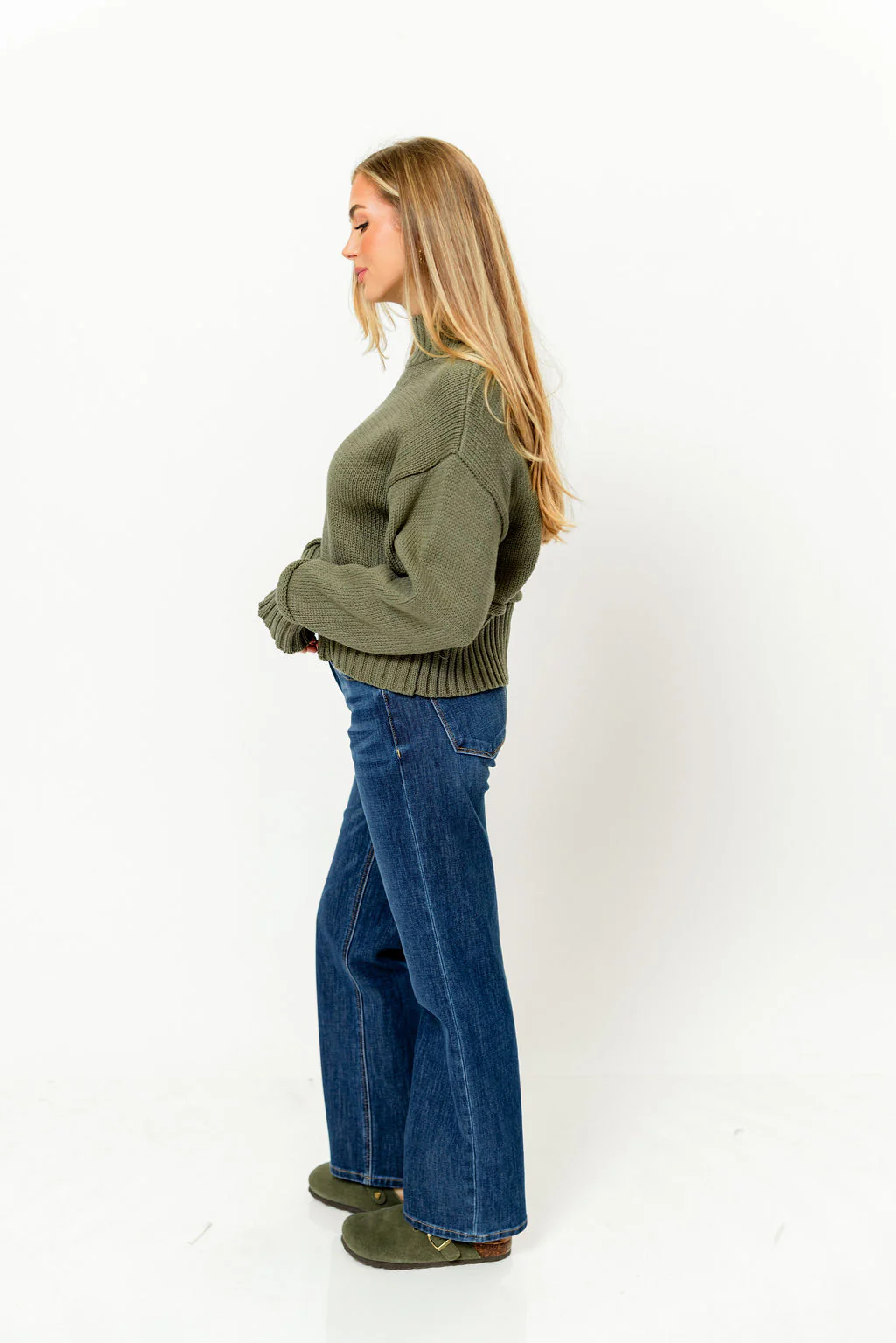 Selma Turtleneck Sweater in Olive - Image 5