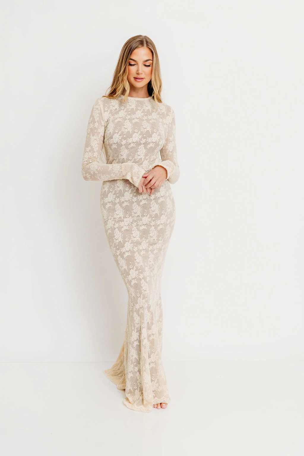 Seraphine Lace Maxi Dress in Cream - Inclusive Sizing & Bump Friendly (Size Up for Bump) - Image 14