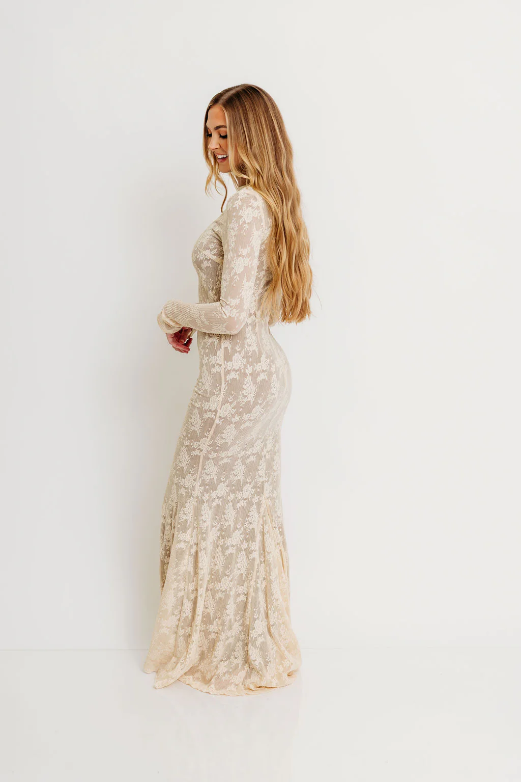Seraphine Lace Maxi Dress in Cream - Inclusive Sizing & Bump Friendly (Size Up for Bump) - Image 15