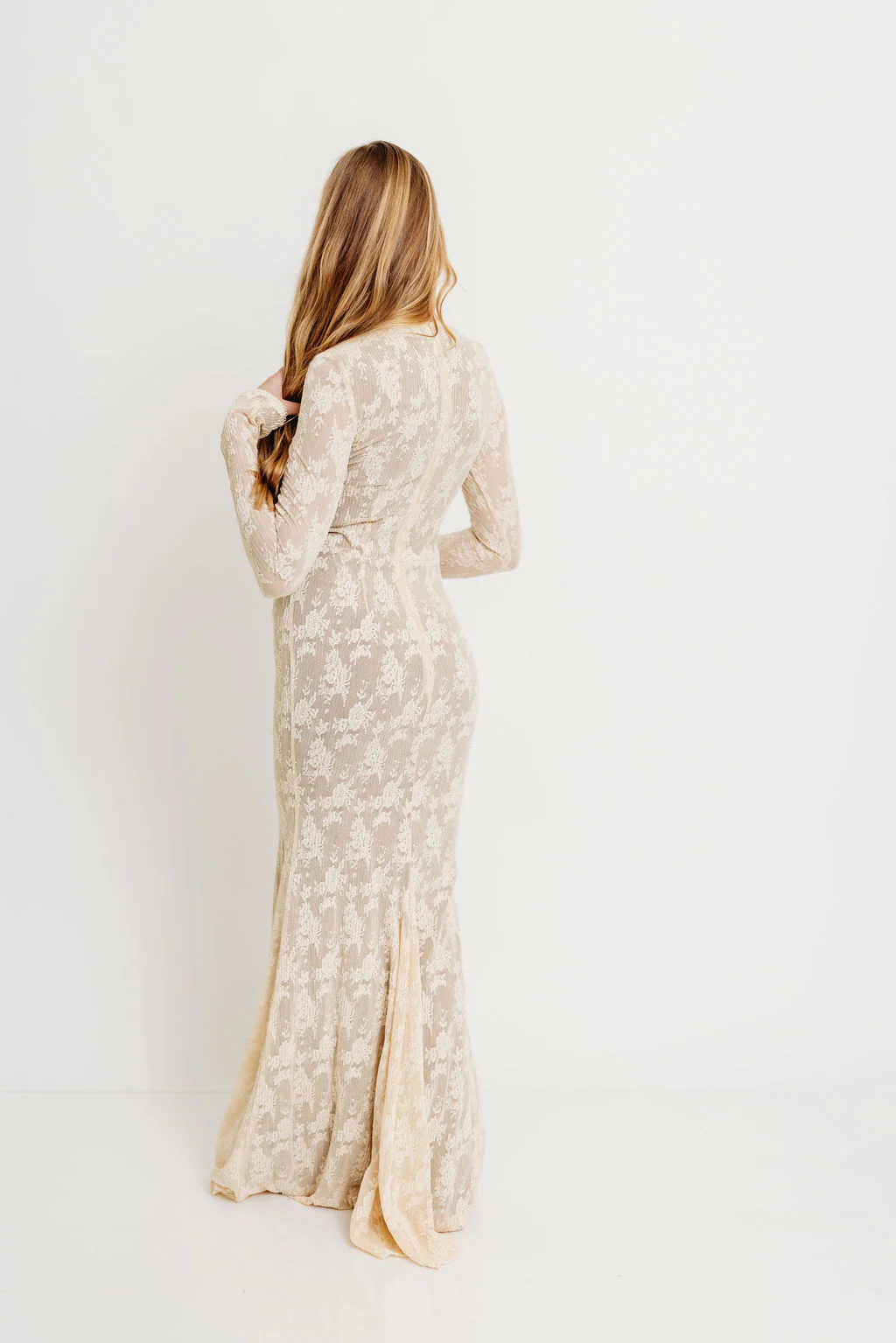 Seraphine Lace Maxi Dress in Cream - Inclusive Sizing & Bump Friendly (Size Up for Bump) - Image 18