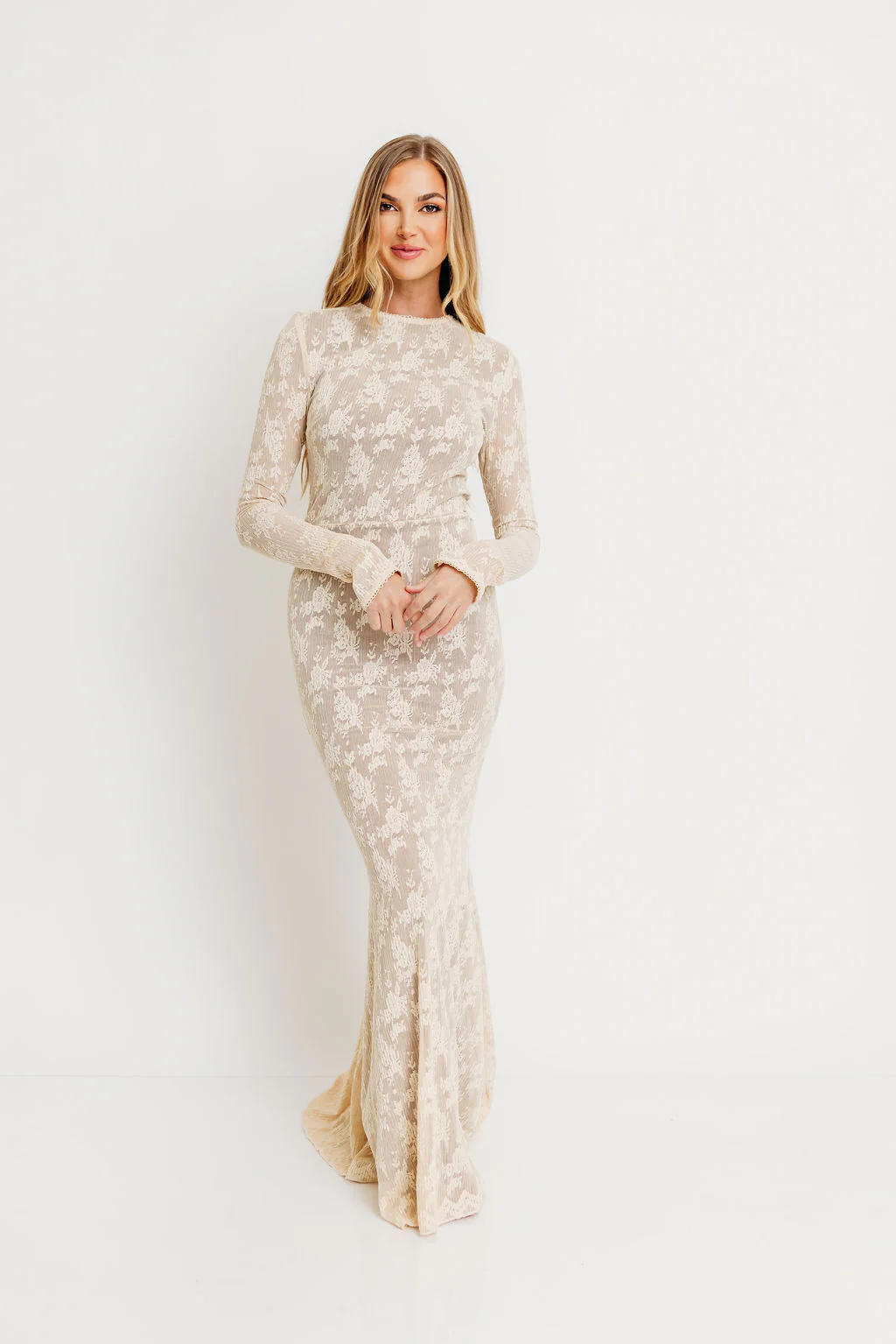 Seraphine Lace Maxi Dress in Cream - Inclusive Sizing & Bump Friendly (Size Up for Bump) - Image 19