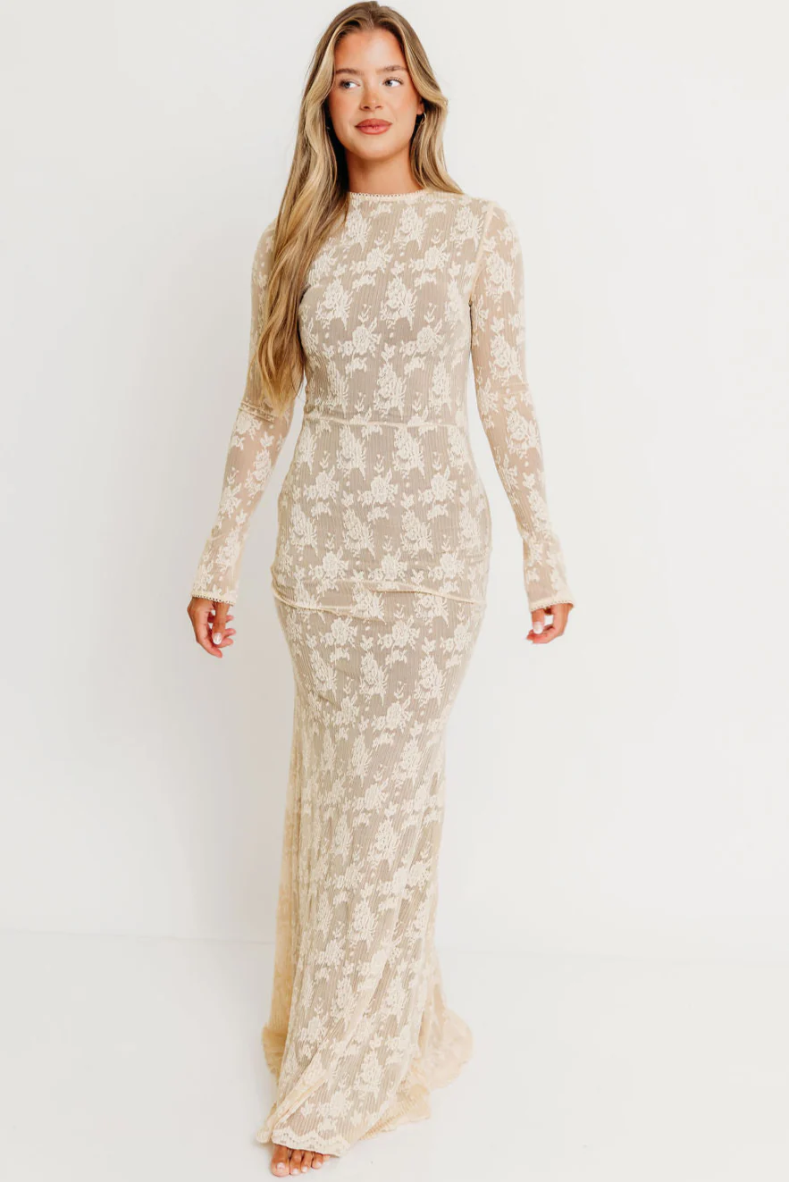 Seraphine Lace Maxi Dress in Cream - Inclusive Sizing & Bump Friendly (Size Up for Bump) - Image 2