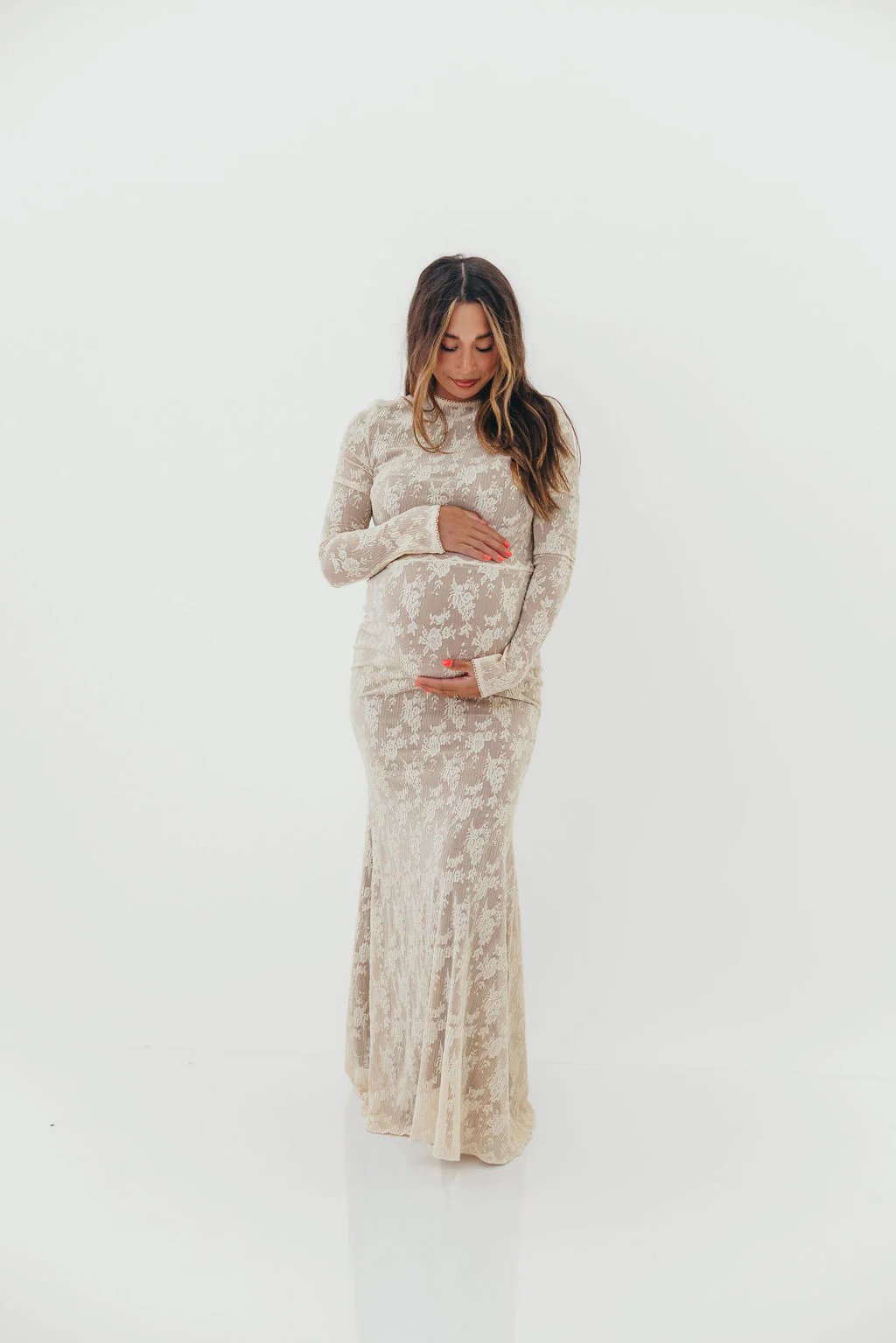 Seraphine Lace Maxi Dress in Cream - Inclusive Sizing & Bump Friendly (Size Up for Bump) - Image 22