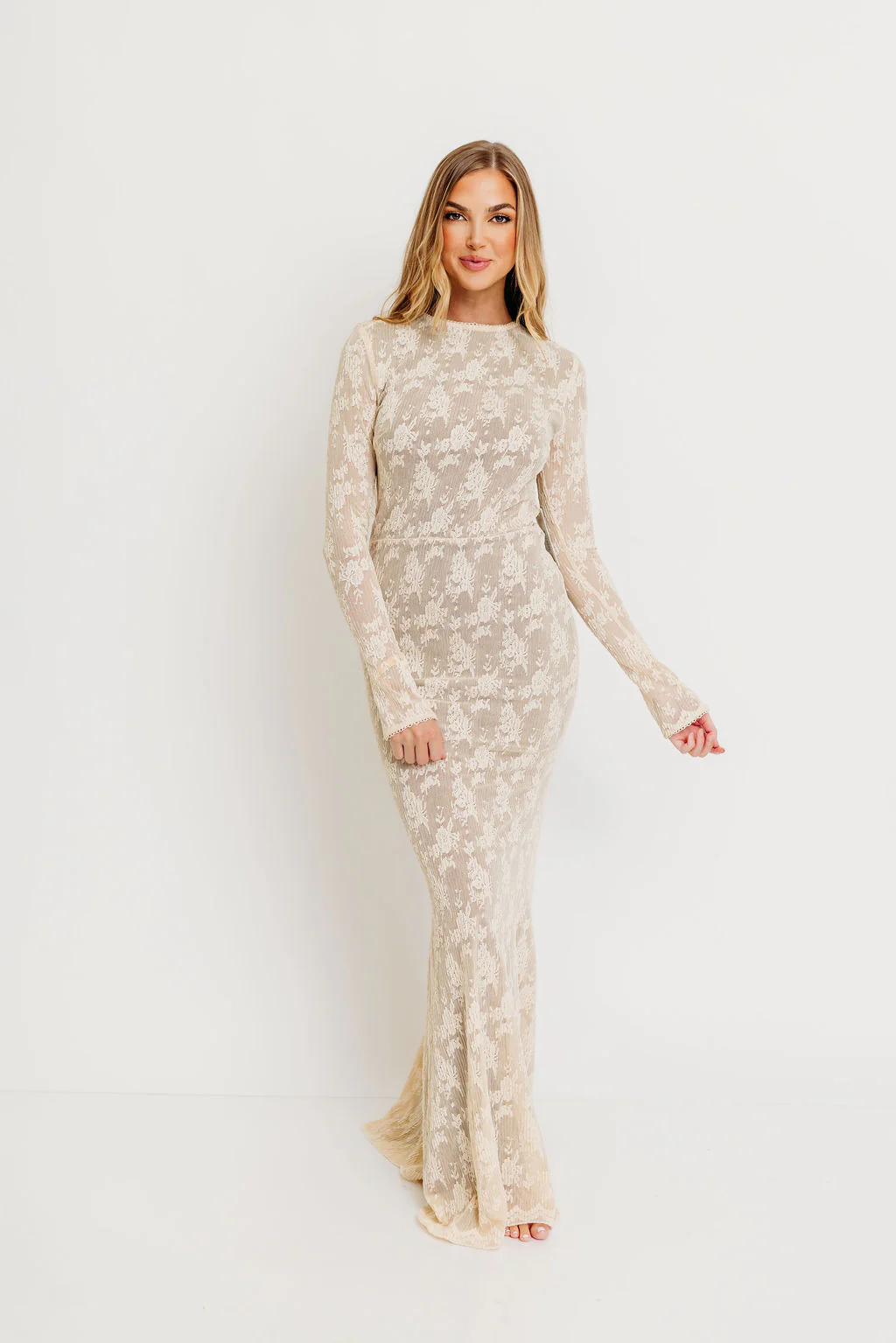 Seraphine Lace Maxi Dress in Cream - Inclusive Sizing & Bump Friendly (Size Up for Bump) - Image 6
