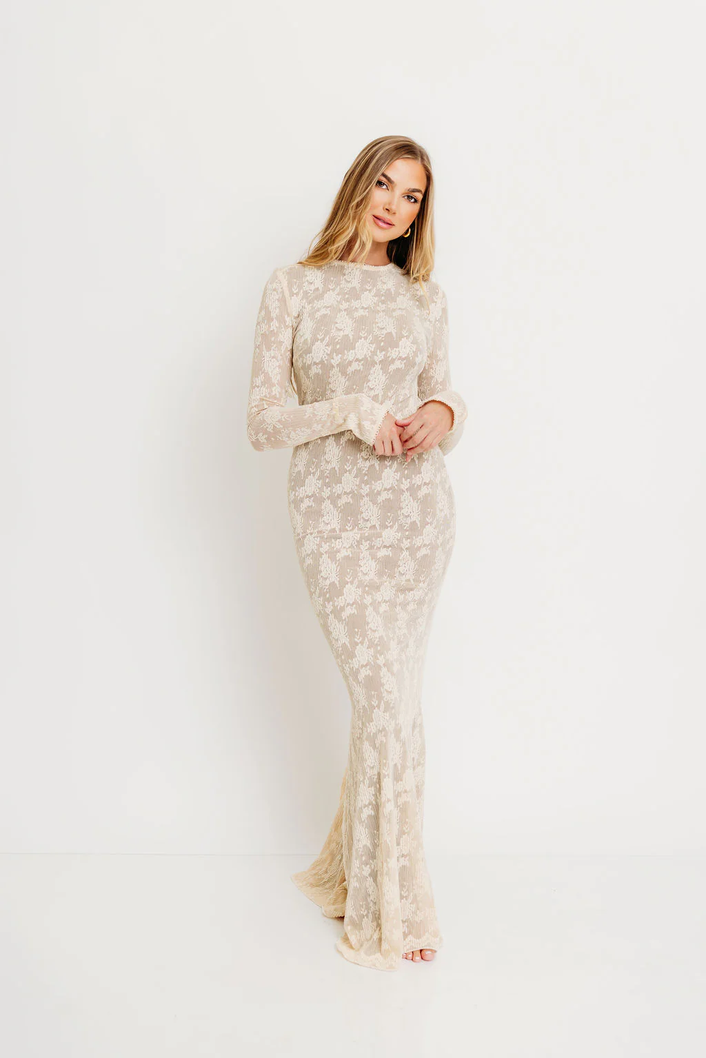 Seraphine Lace Maxi Dress in Cream - Inclusive Sizing & Bump Friendly (Size Up for Bump) - Image 7