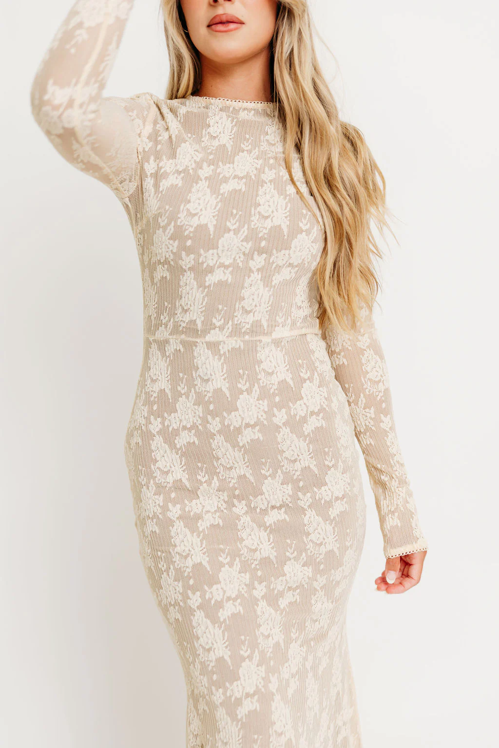 Seraphine Lace Maxi Dress in Cream - Inclusive Sizing & Bump Friendly (Size Up for Bump) - Image 9