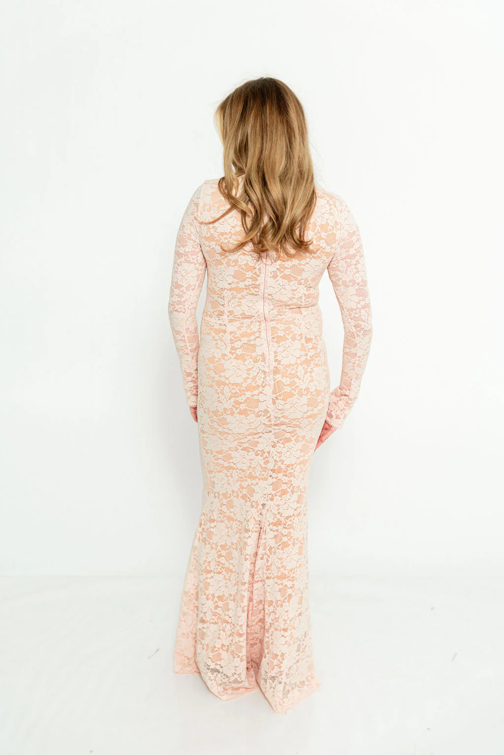 Seraphine Lace Maxi Dress in Pale Pink - Bump Friendly (Size Up for Bump) - Image 15