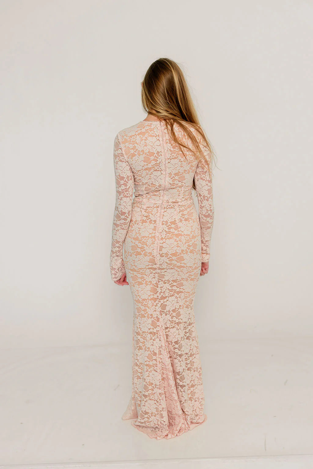 Seraphine Lace Maxi Dress in Pale Pink - Bump Friendly (Size Up for Bump) - Image 16