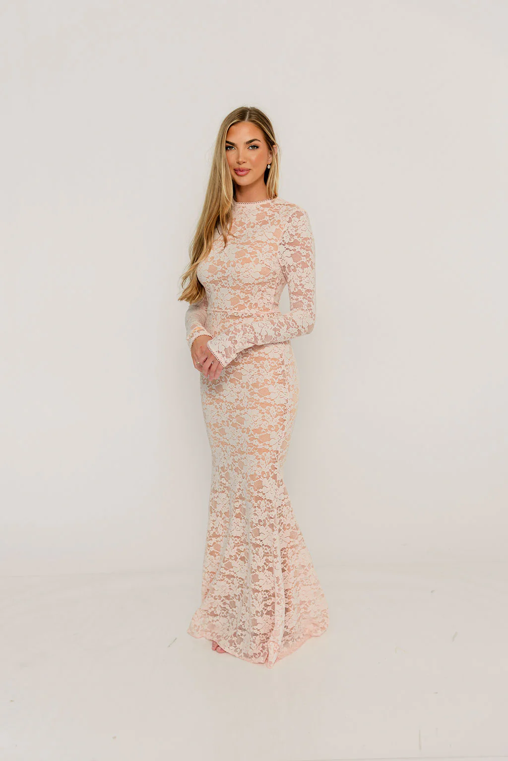Seraphine Lace Maxi Dress in Pale Pink - Bump Friendly (Size Up for Bump) - Image 19