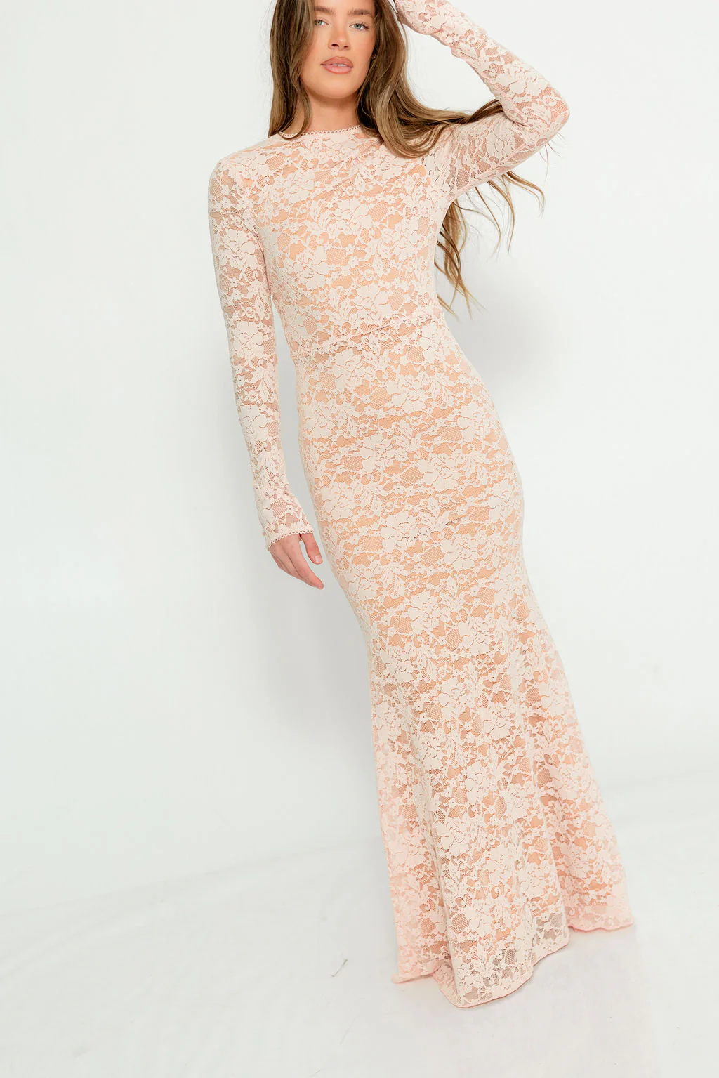 Seraphine Lace Maxi Dress in Pale Pink - Bump Friendly (Size Up for Bump) - Image 5