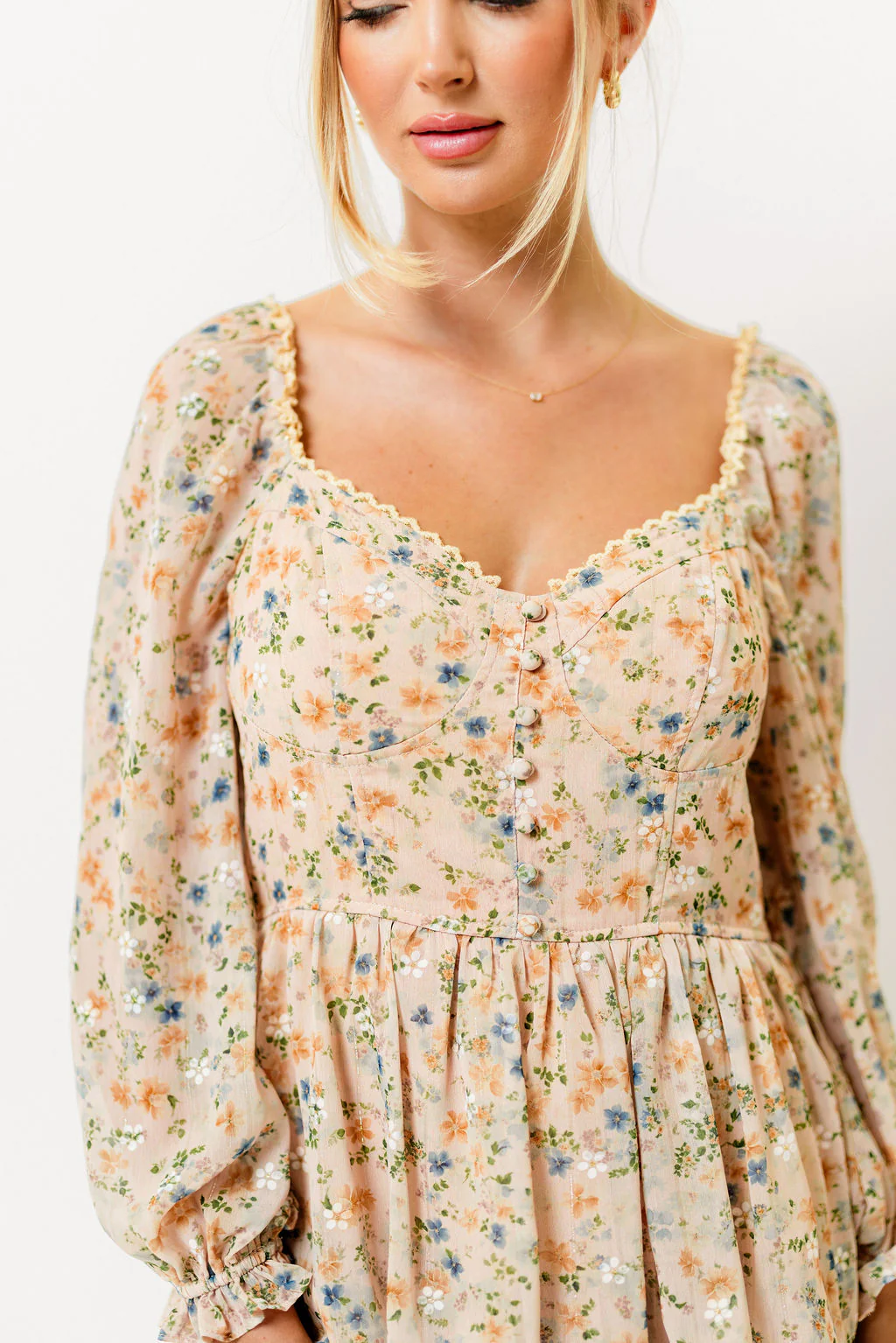Shailene Tiered Floral Bustier Maxi Dress in Vintage Cream - Image 4