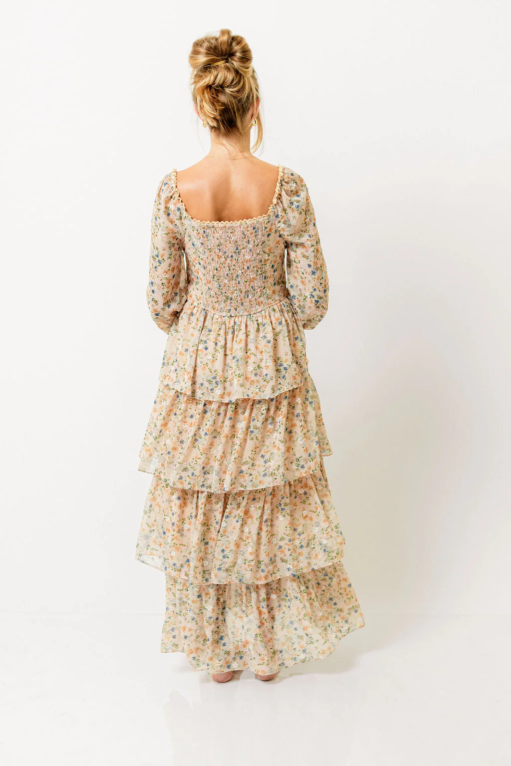Shailene Tiered Floral Bustier Maxi Dress in Vintage Cream - Image 8