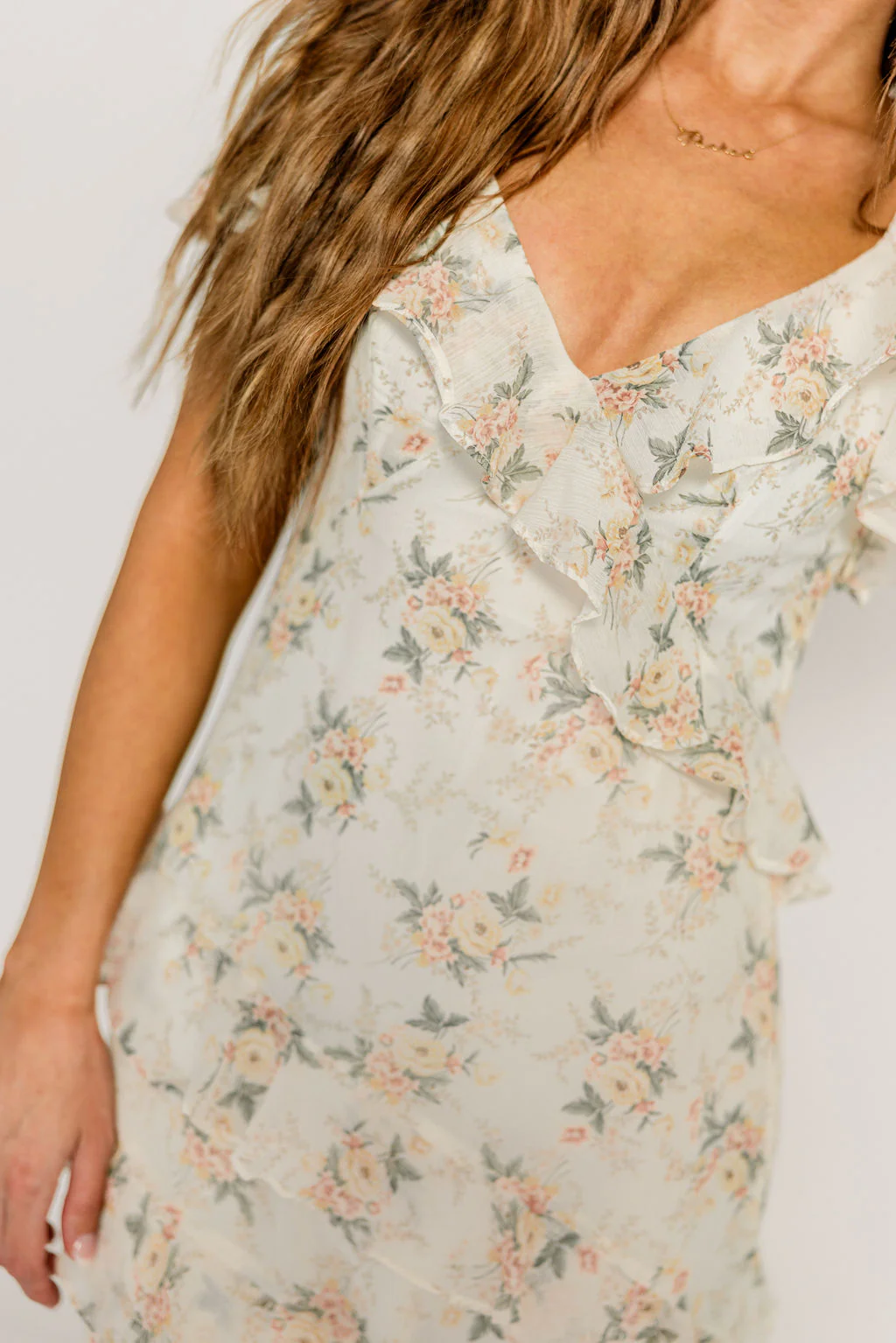 Shira Puff Sleeve Ruffle Maxi Dress in Ivory/Multi Floral - Image 7