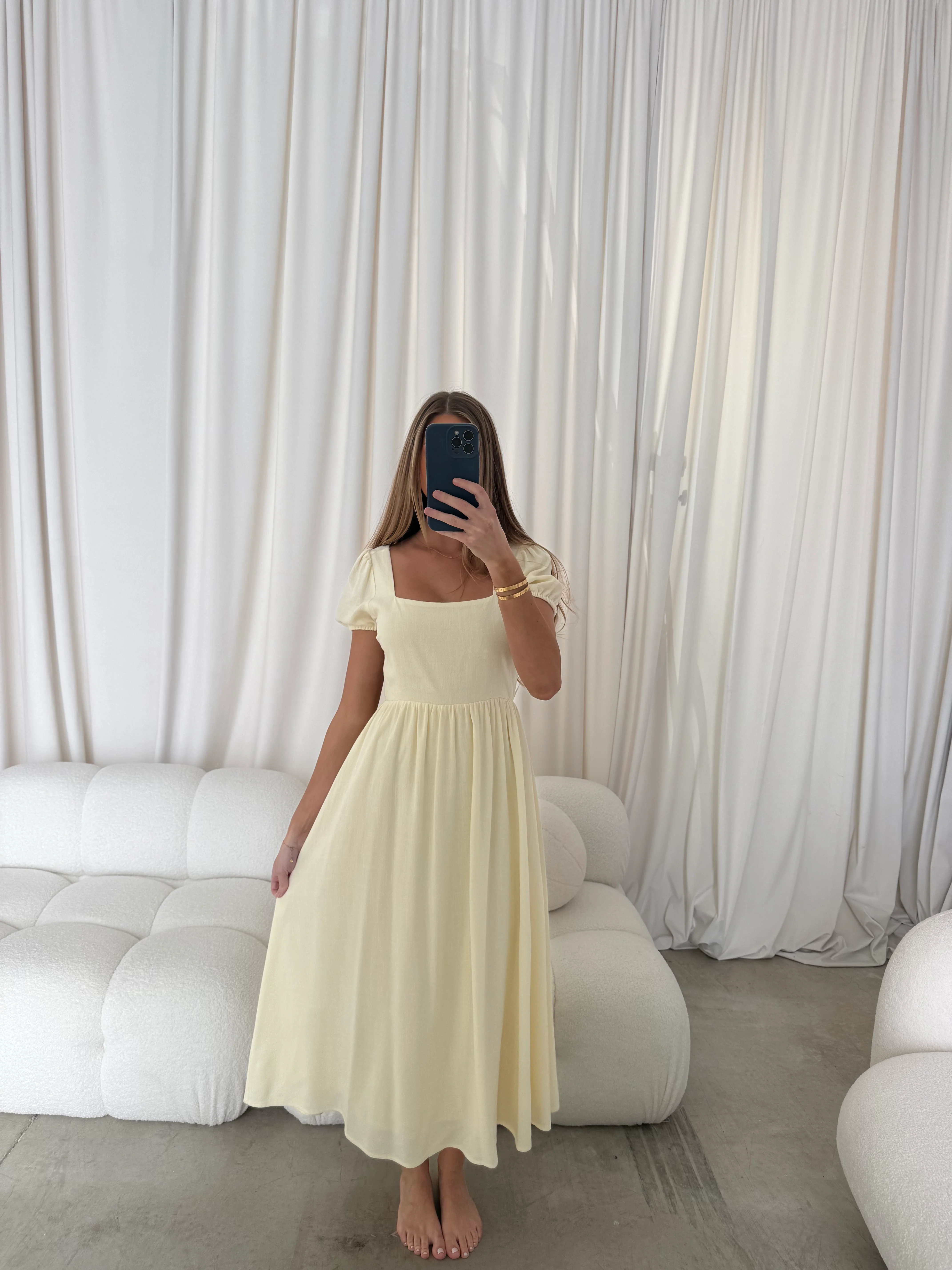 August Open Back Midi Dress in Ivory Cream - Bump Friendly - Image 10