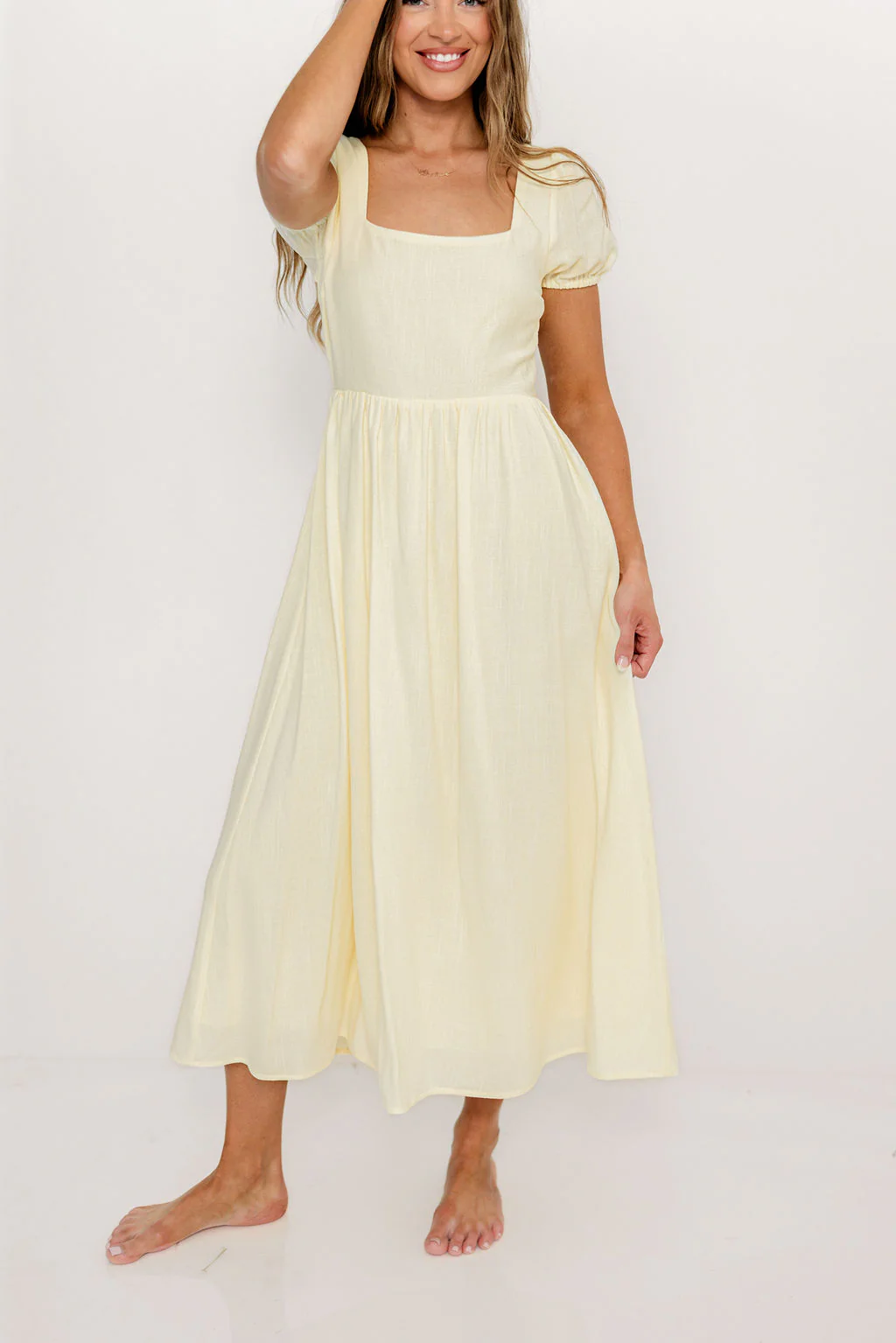 August Open Back Midi Dress in Ivory Cream - Bump Friendly - Image 6