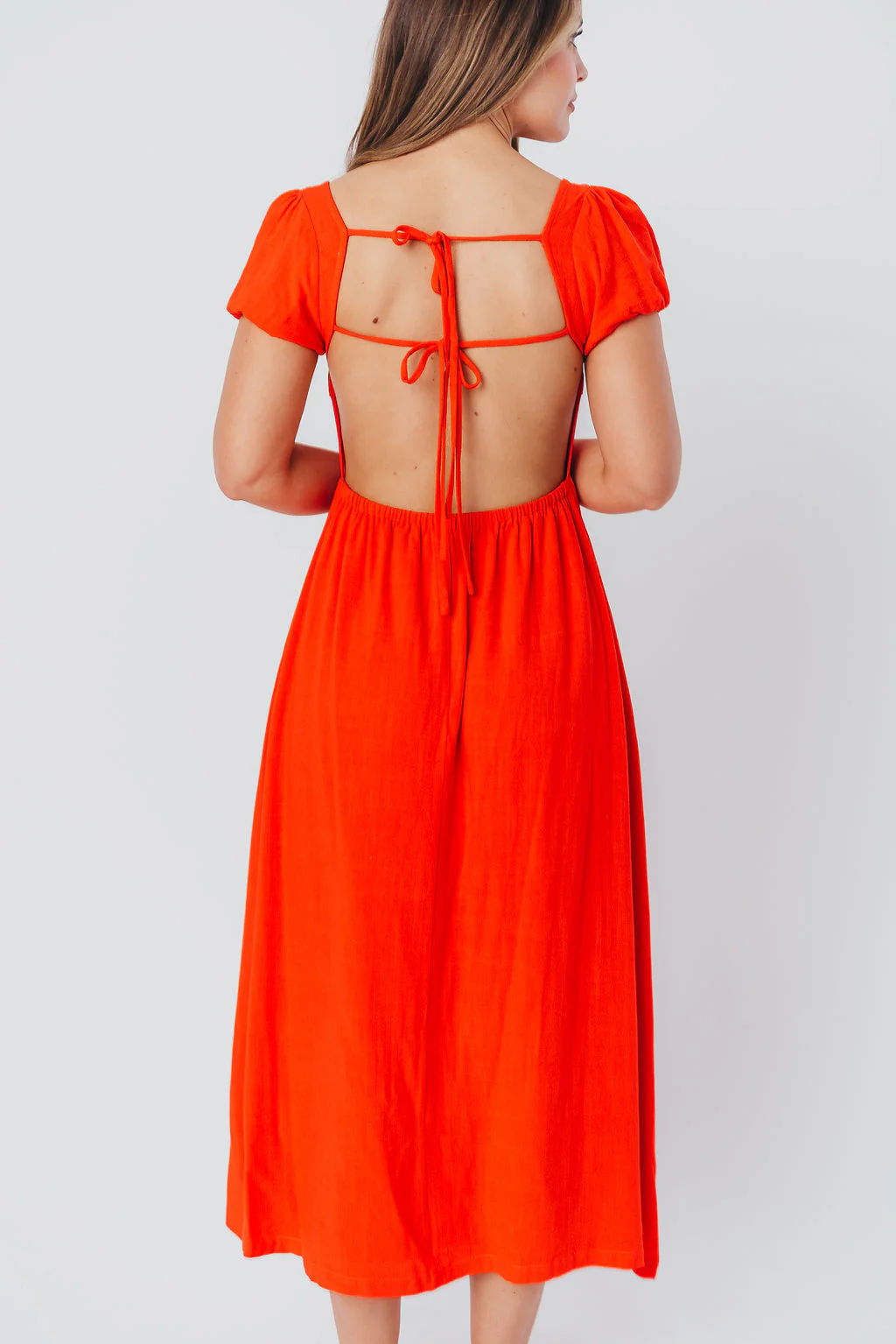 August Open Back Midi Dress in Poppy - Bump Friendly - Image 10