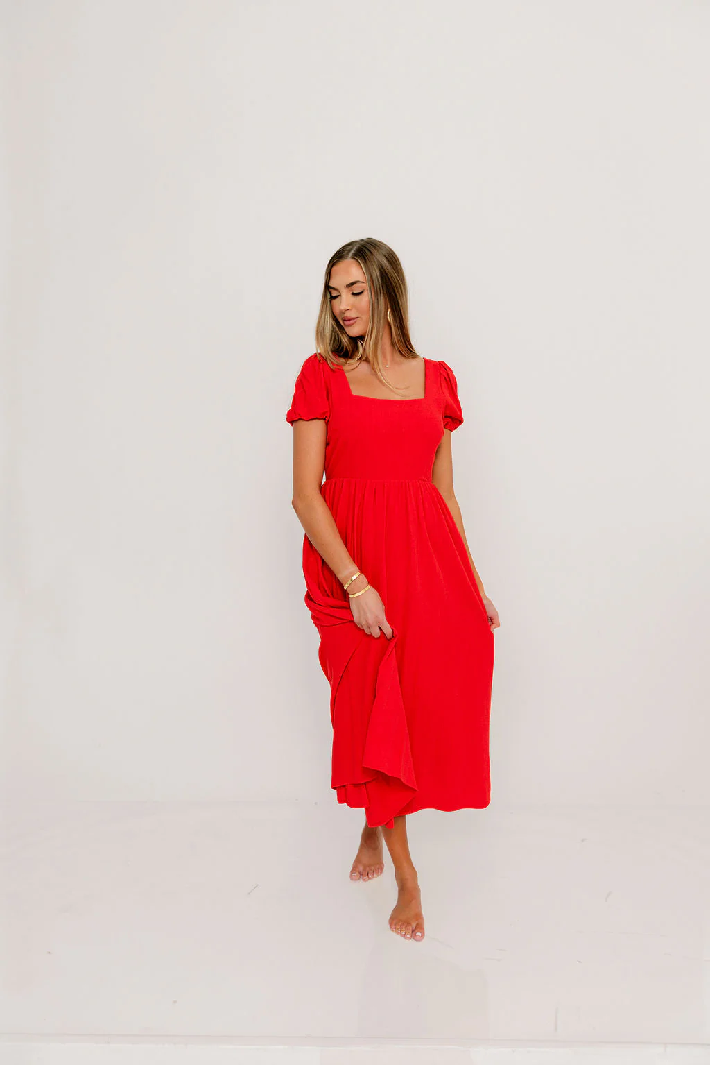 August Open Back Midi Dress in Poppy - Bump Friendly - Image 12