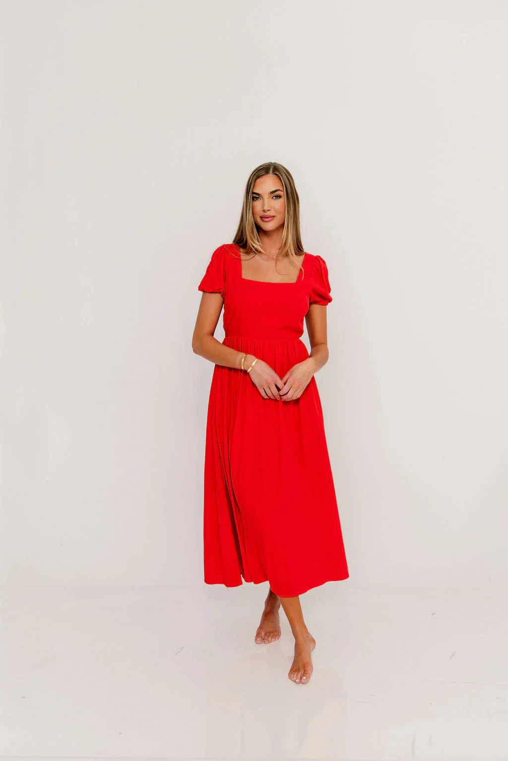 August Open Back Midi Dress in Poppy - Bump Friendly - Image 13
