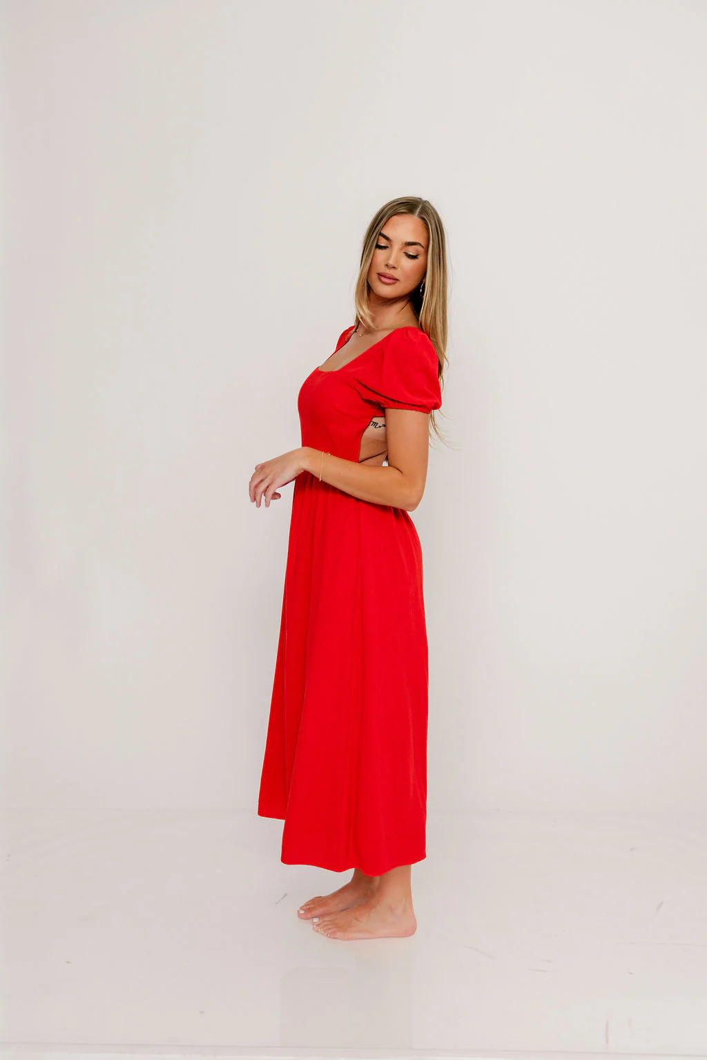 August Open Back Midi Dress in Poppy - Bump Friendly - Image 14