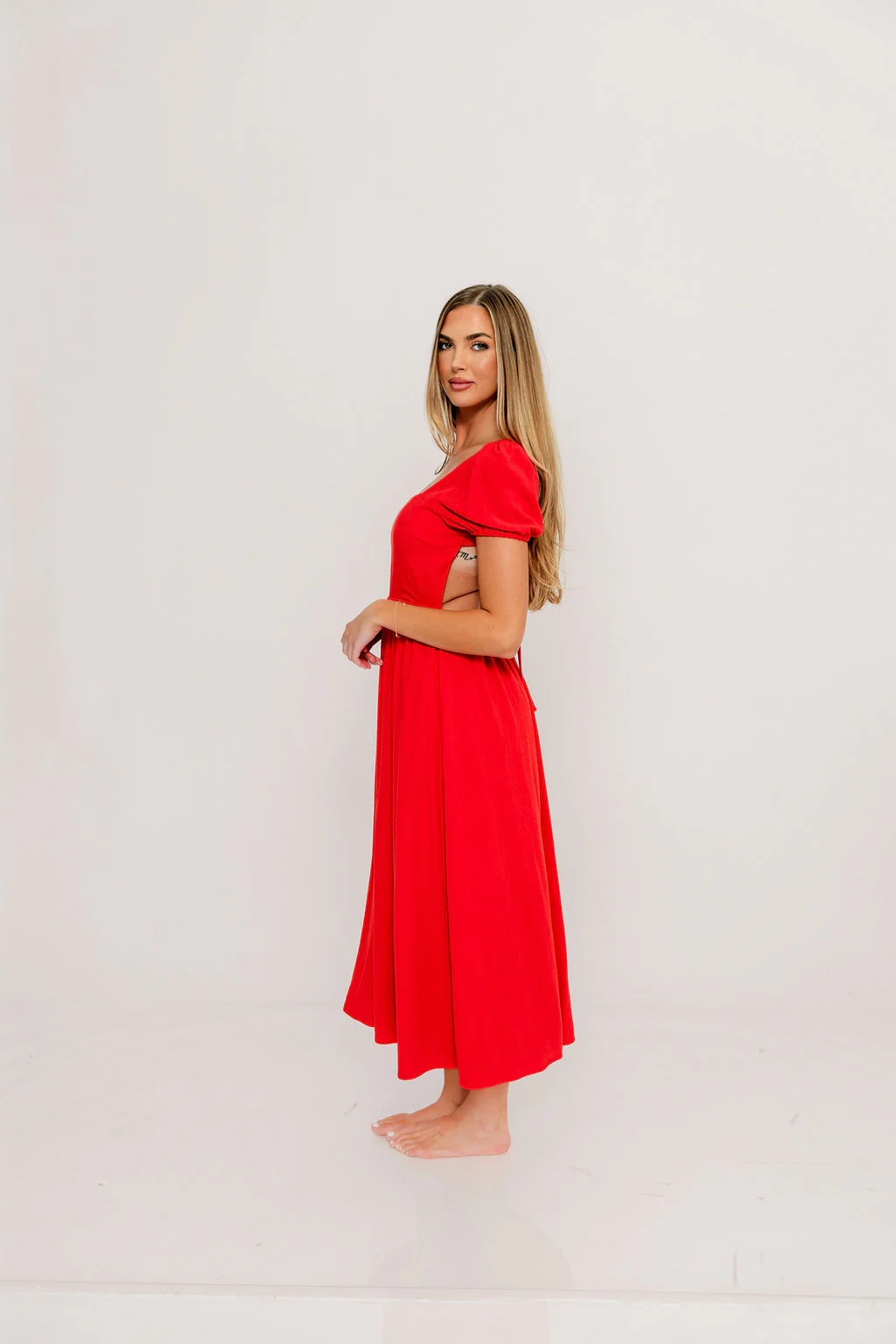 August Open Back Midi Dress in Poppy - Bump Friendly - Image 15