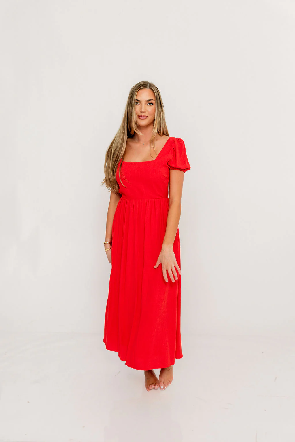 August Open Back Midi Dress in Poppy - Bump Friendly - Image 16