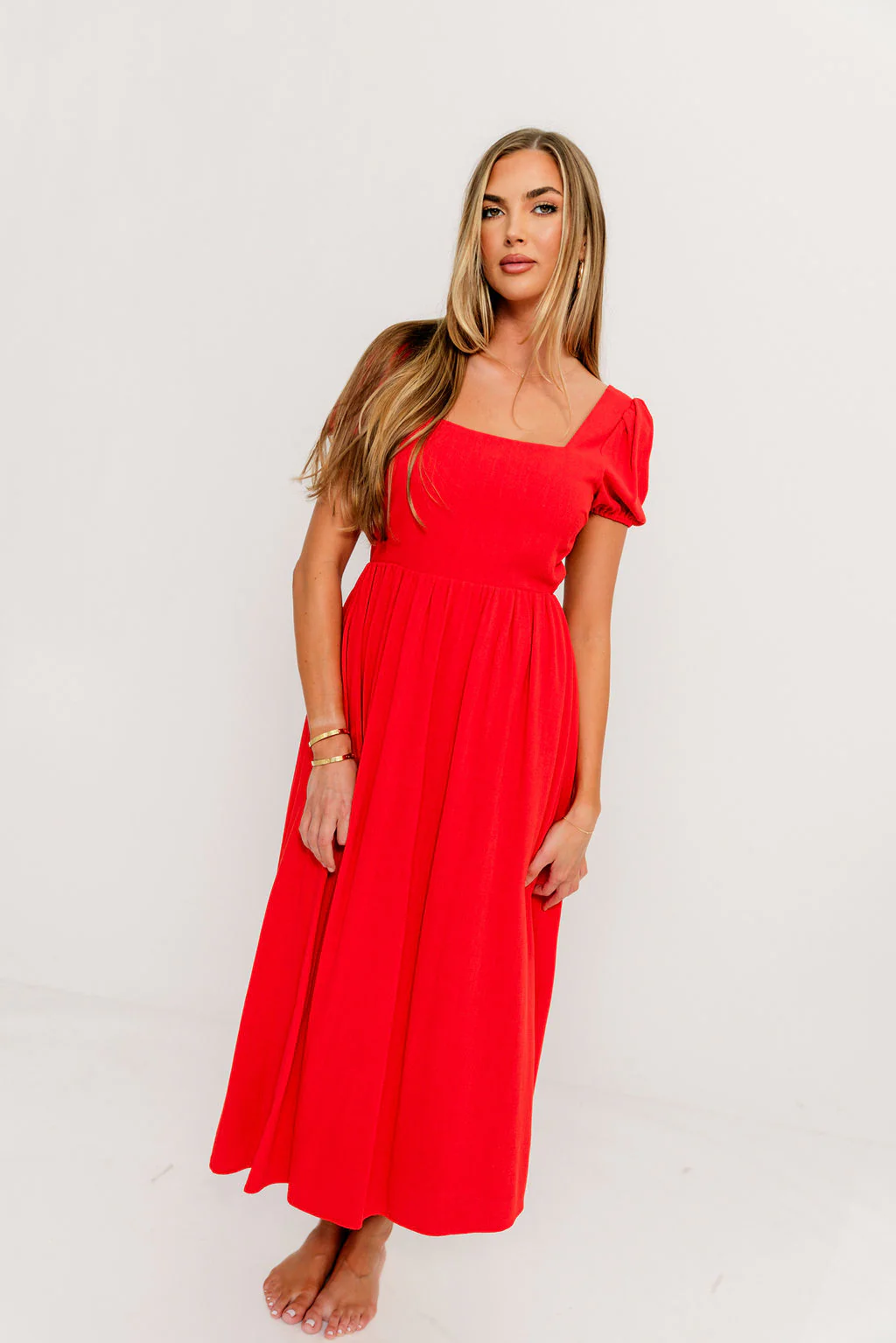 August Open Back Midi Dress in Poppy - Bump Friendly - Image 18