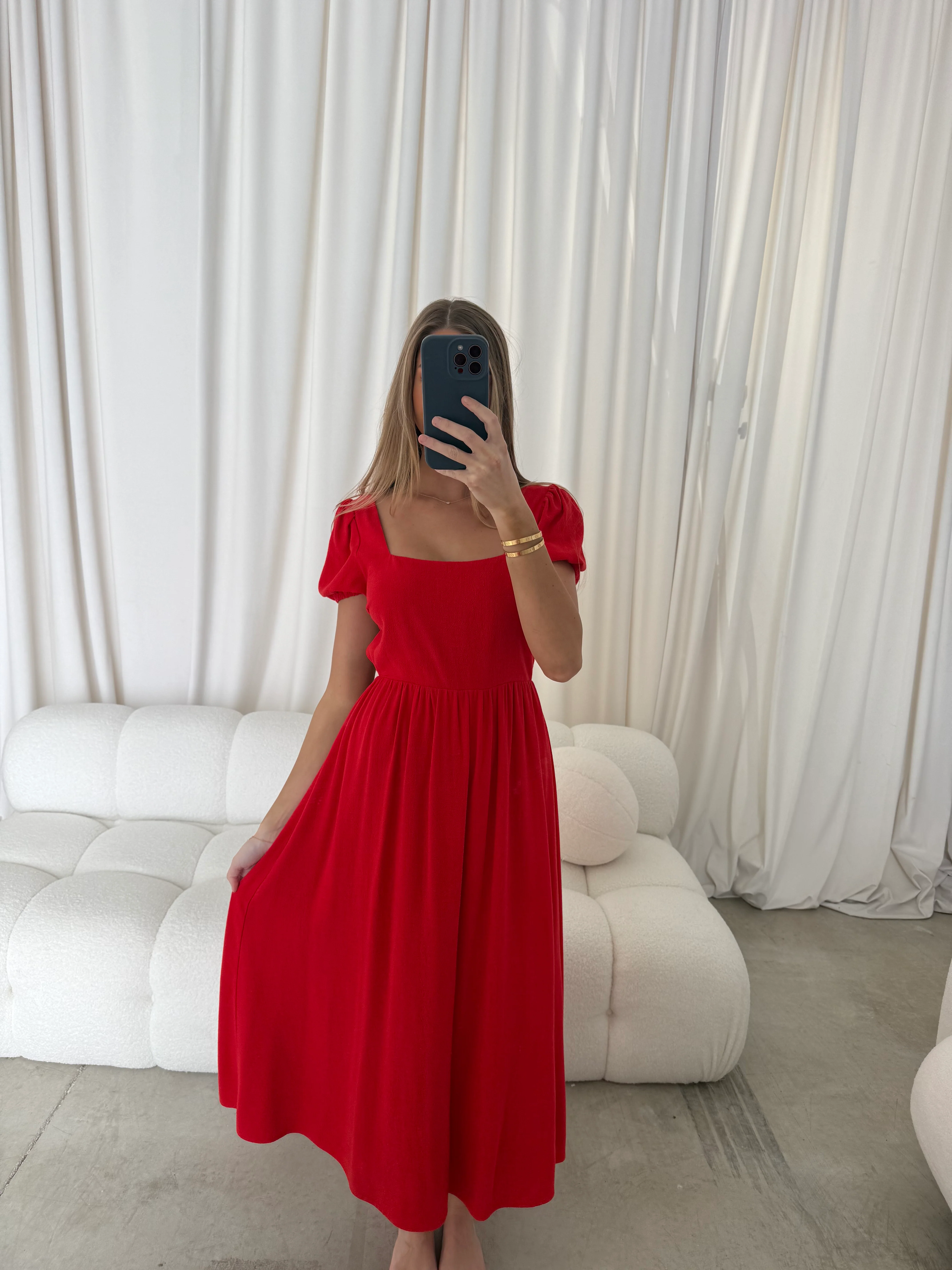 August Open Back Midi Dress in Poppy - Bump Friendly - Image 19