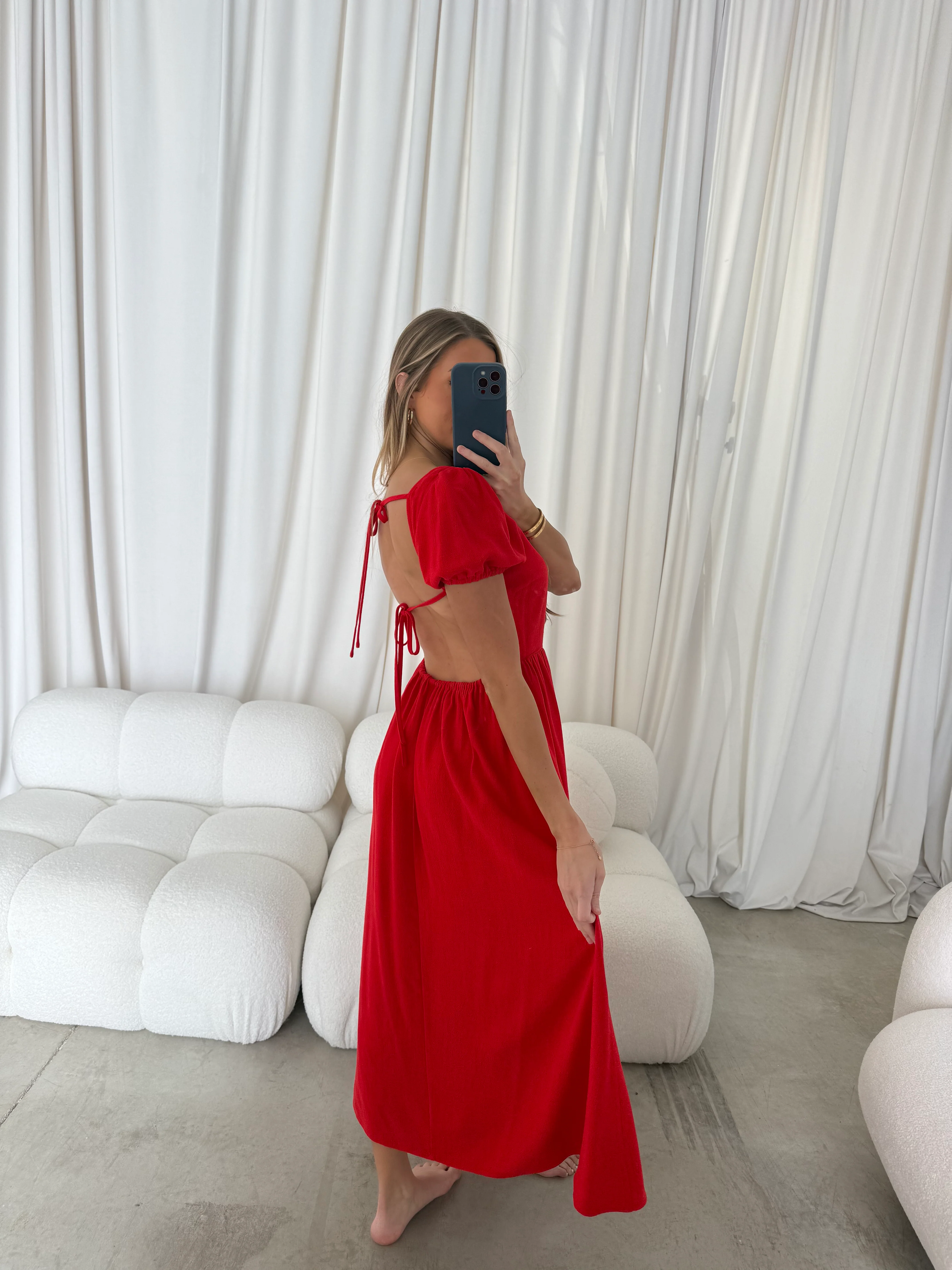 August Open Back Midi Dress in Poppy - Bump Friendly - Image 20