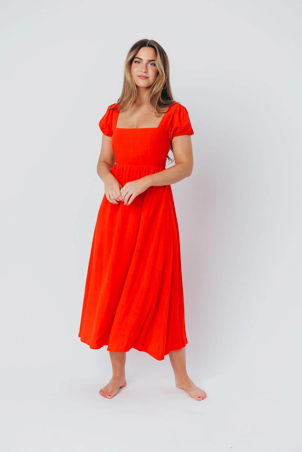 August Open Back Midi Dress in Poppy - Bump Friendly - Image 5