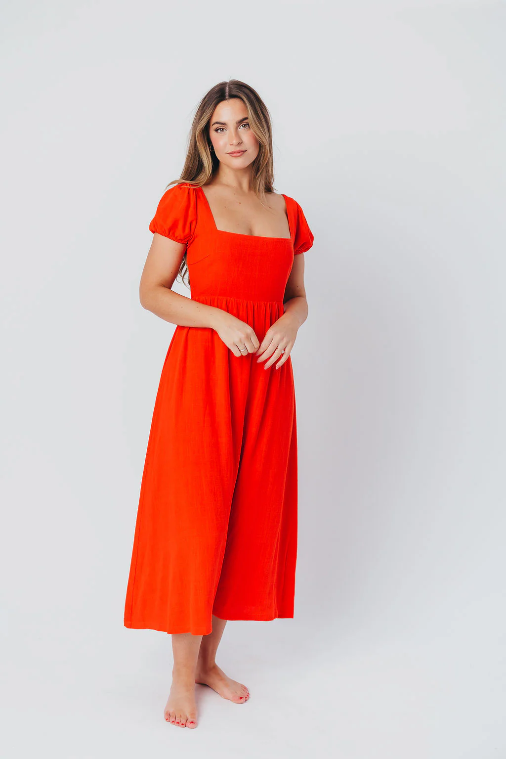August Open Back Midi Dress in Poppy - Bump Friendly - Image 8