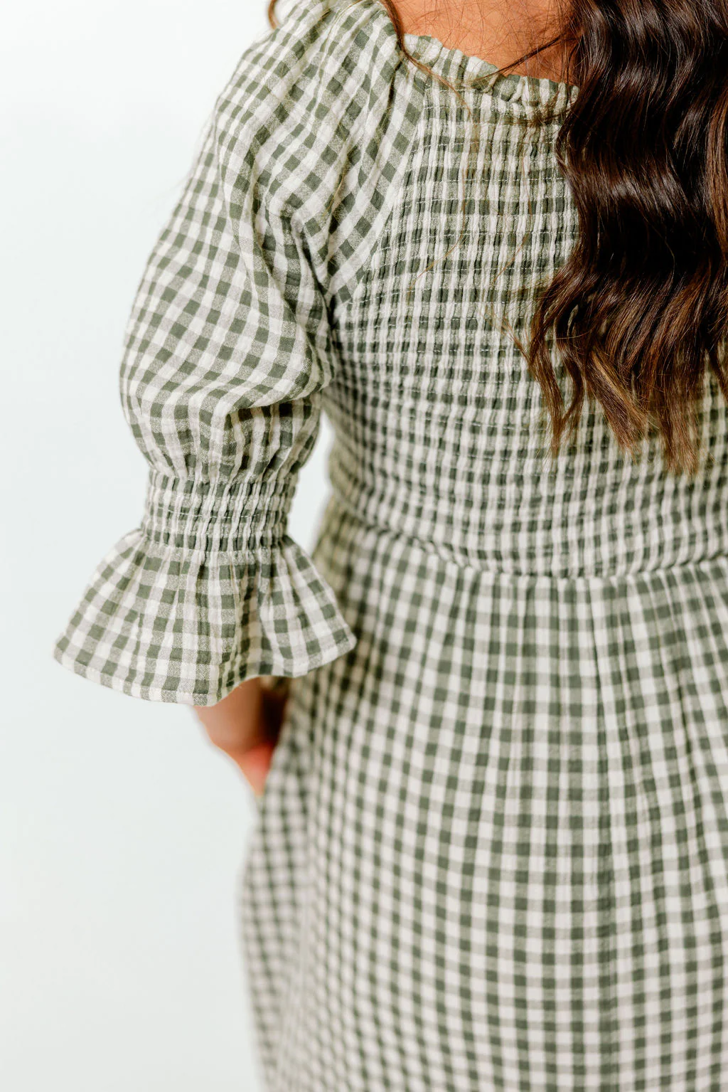 Sienna 100% Cotton Puff Sleeve Maxi Dress in Forest Plaid (Lined) - Bump Friendly - Image 10