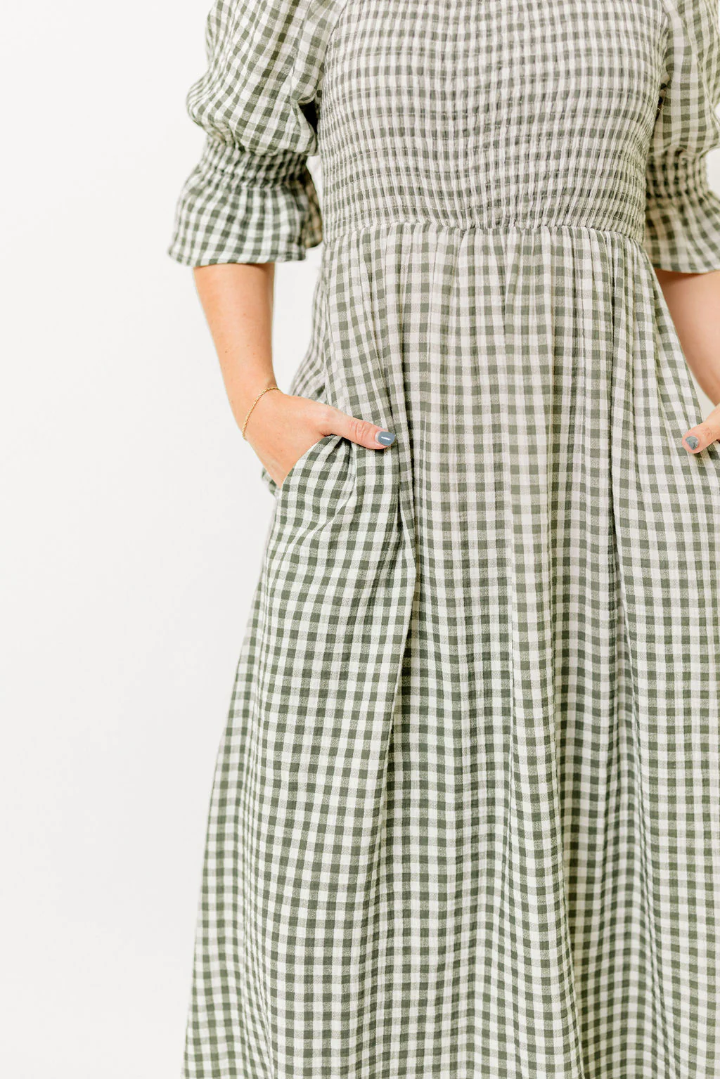 Sienna 100% Cotton Puff Sleeve Maxi Dress in Forest Plaid (Lined) - Bump Friendly - Image 26