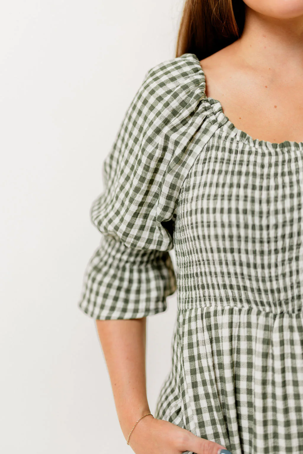 Sienna 100% Cotton Puff Sleeve Maxi Dress in Forest Plaid (Lined) - Bump Friendly - Image 27