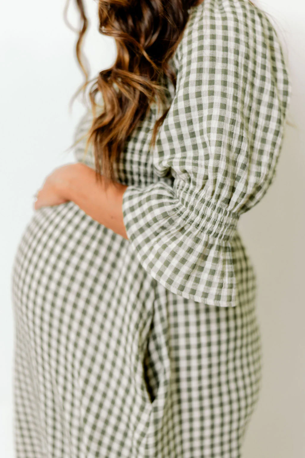 Sienna 100% Cotton Puff Sleeve Maxi Dress in Forest Plaid (Lined) - Bump Friendly - Image 3