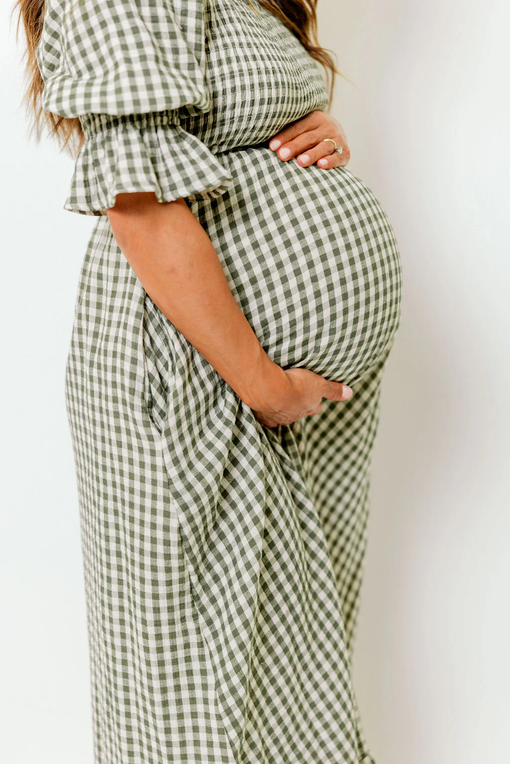 Sienna 100% Cotton Puff Sleeve Maxi Dress in Forest Plaid (Lined) - Bump Friendly - Image 8